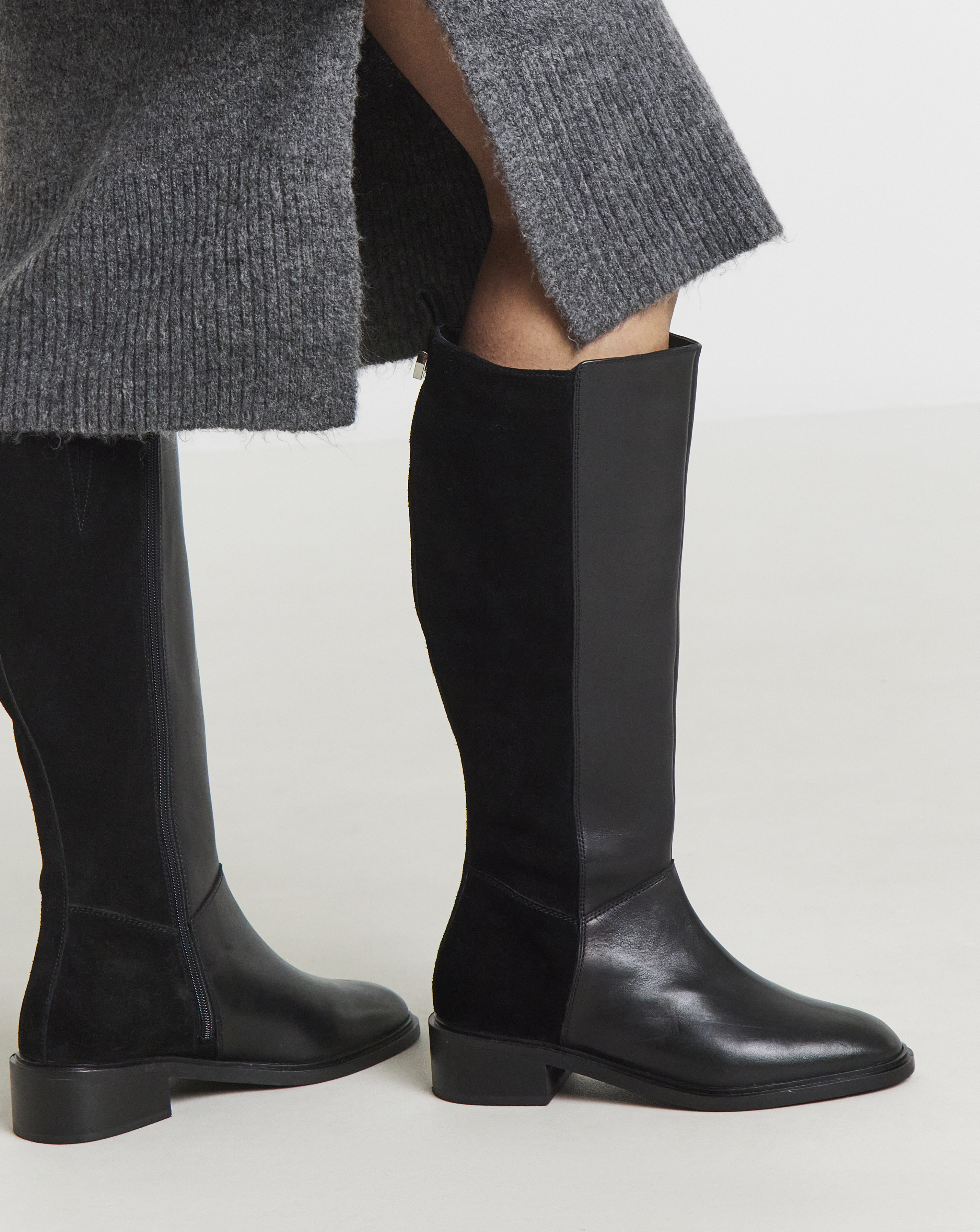 Leather Suede Mix Riding Boot Wide C