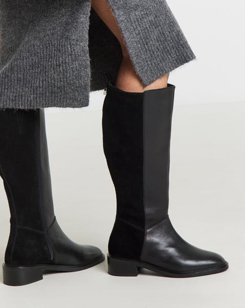 Leather Suede Mix Riding Boot Wide C