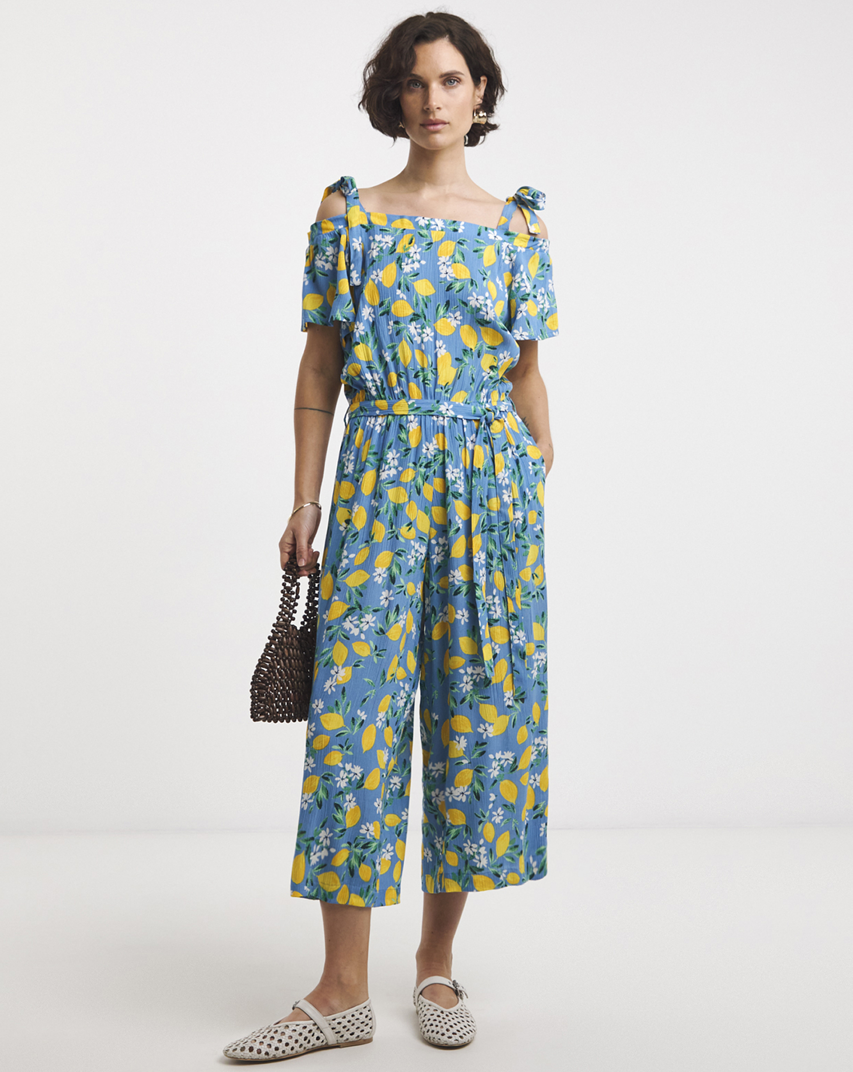 Textured Crinkle Tie Strap Jumpsuit