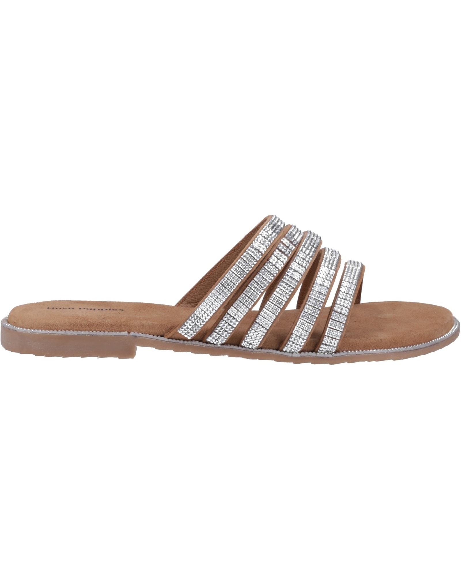 Hush Puppies Paris Sandal Tan/Silver - Women's Mule Sandals - Size 7