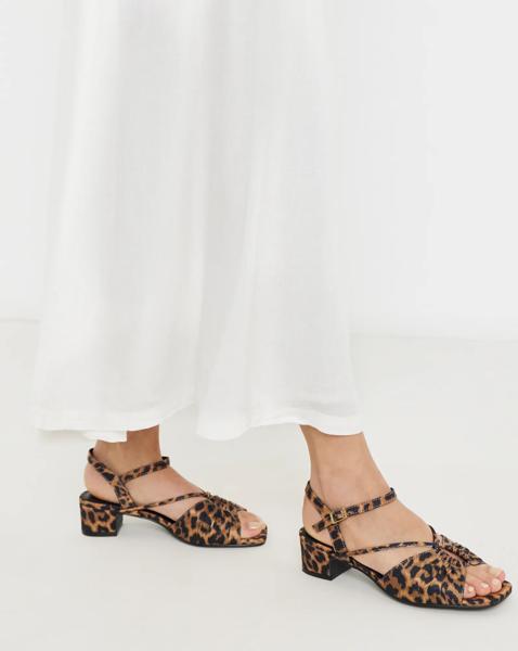 Ruched Low Block Heeled Sandal Wide