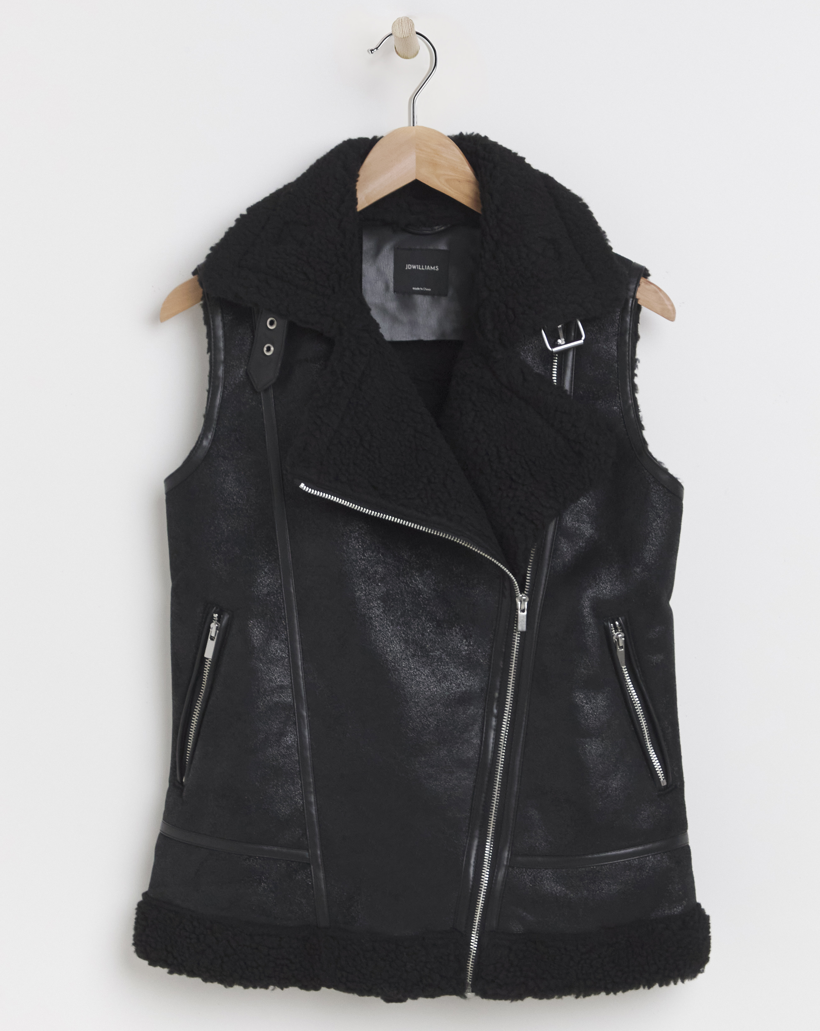 Borg Faux Shearling Lined Aviator Gilet