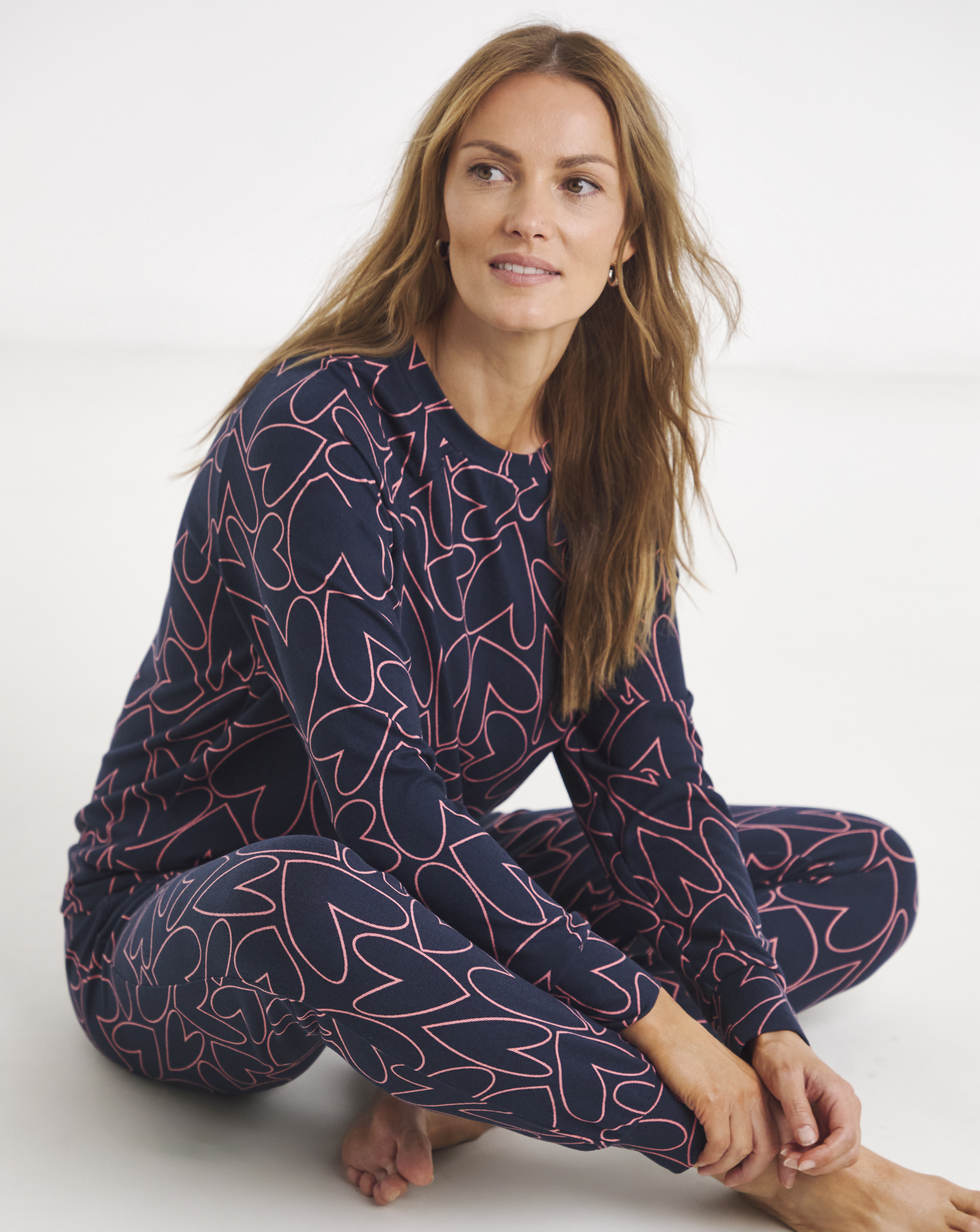 Soft Knit Crew Neck Heart Pyjama Set
