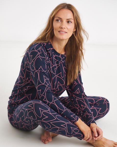 Soft Knit Crew Neck Heart Pyjama Set