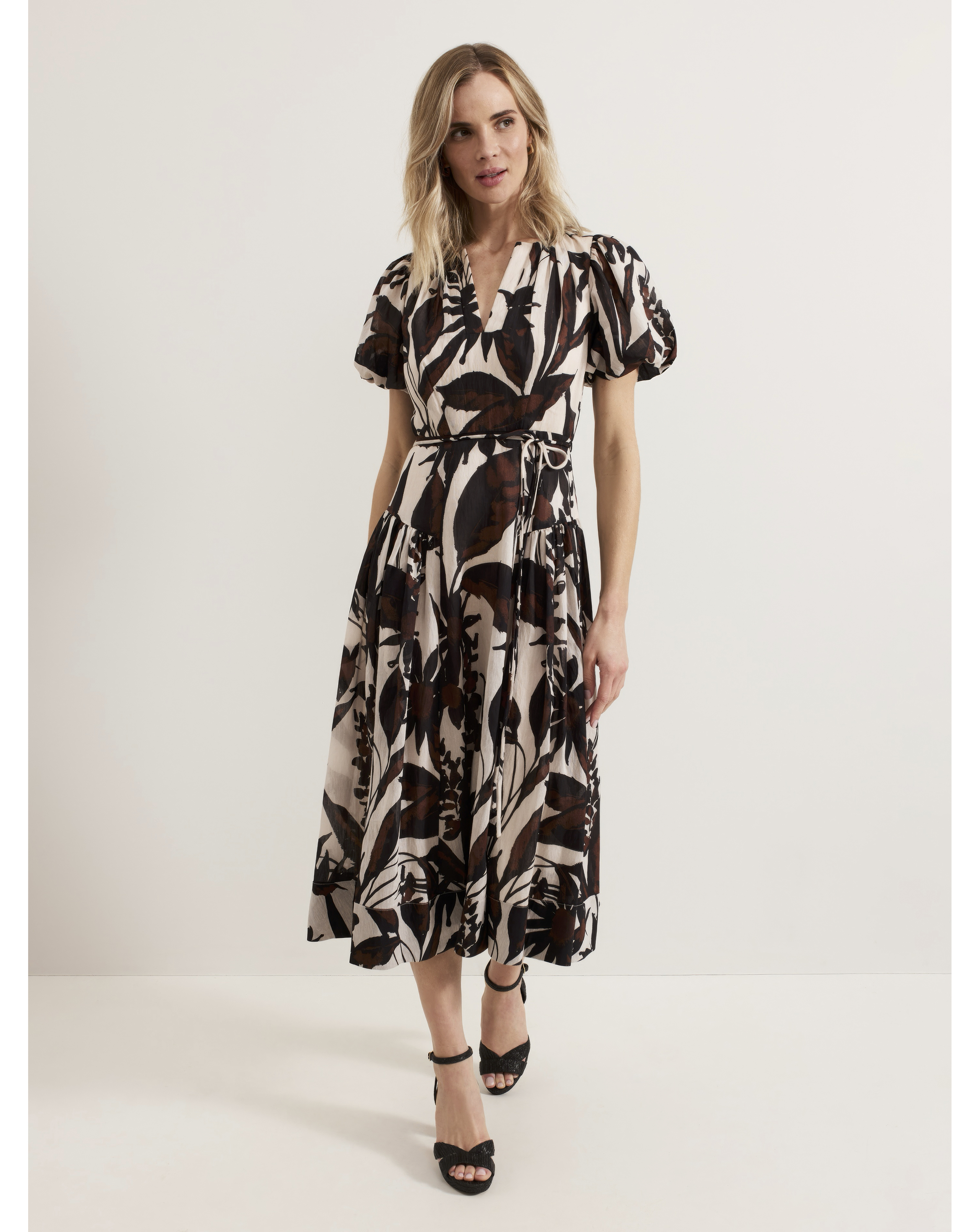 Phase Eight Puff Sleeve Midi Dress