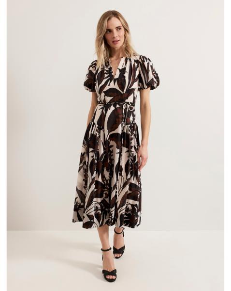 Phase Eight Puff Sleeve Midi Dress