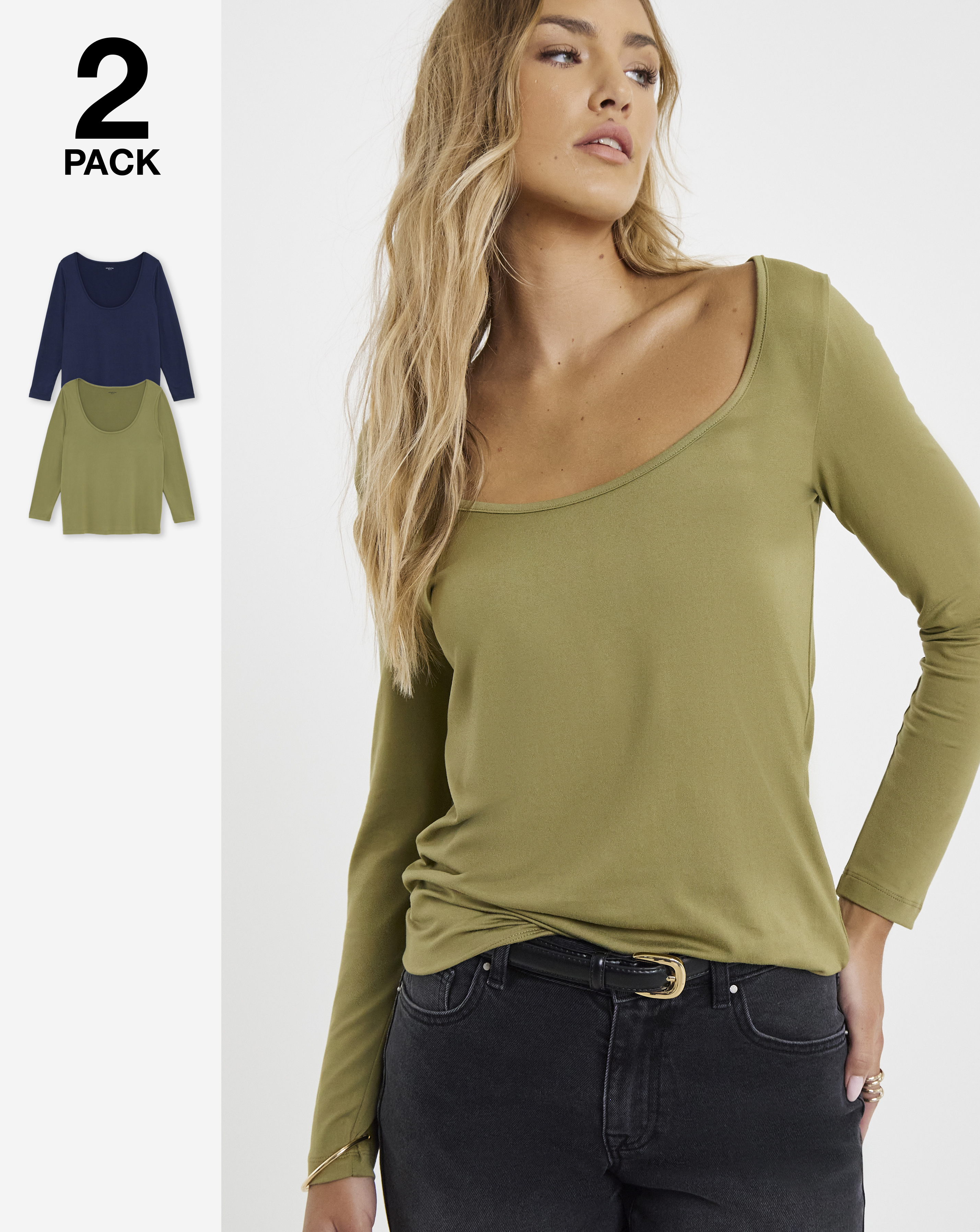2 Pack Scoop Neck Tops