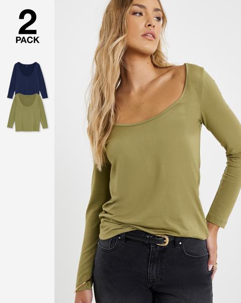 2 Pack Scoop Neck Tops