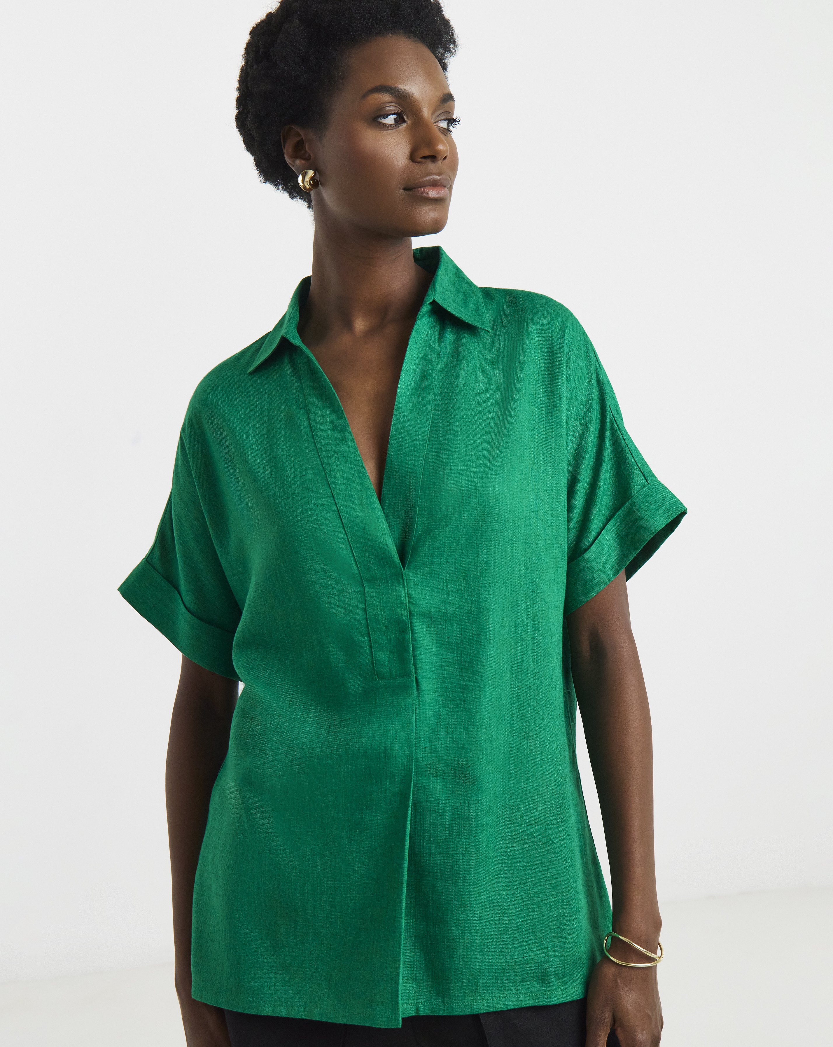 Linen Mix Collared Tunic