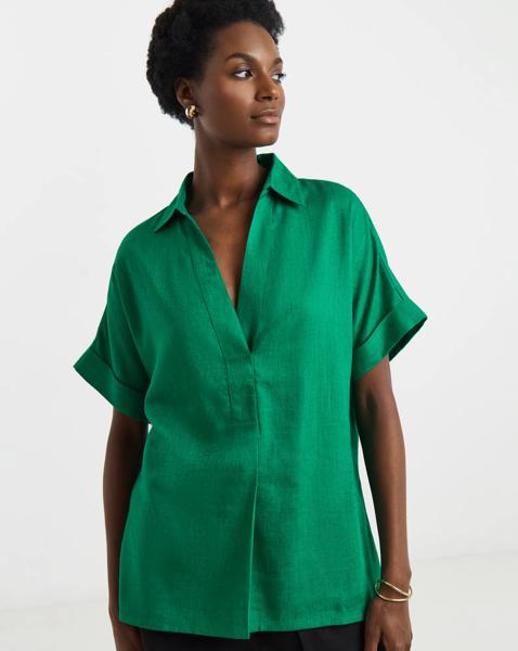 Linen Mix Collared Tunic
