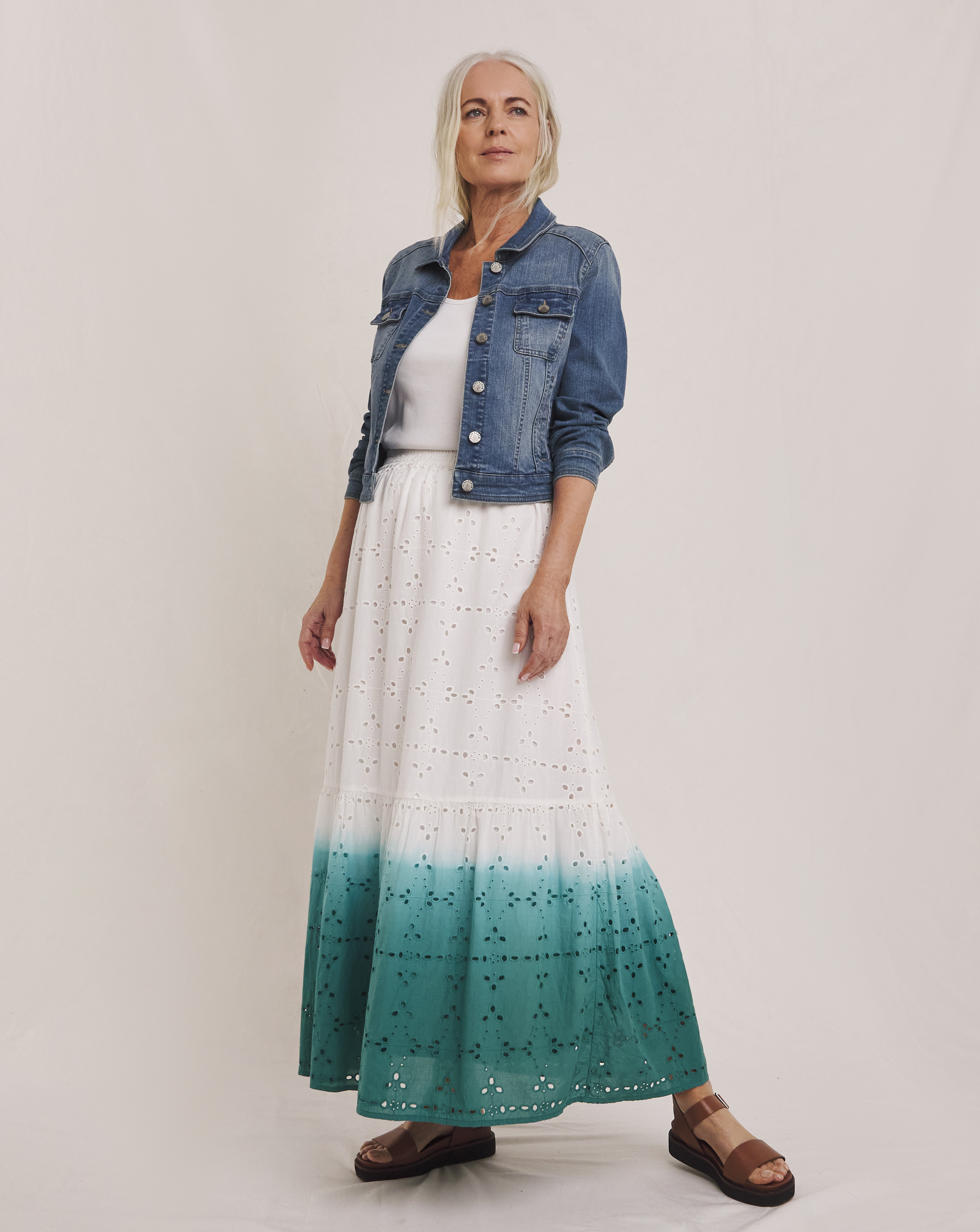 Julipa Ombre Pure Cotton Broderie Skirt