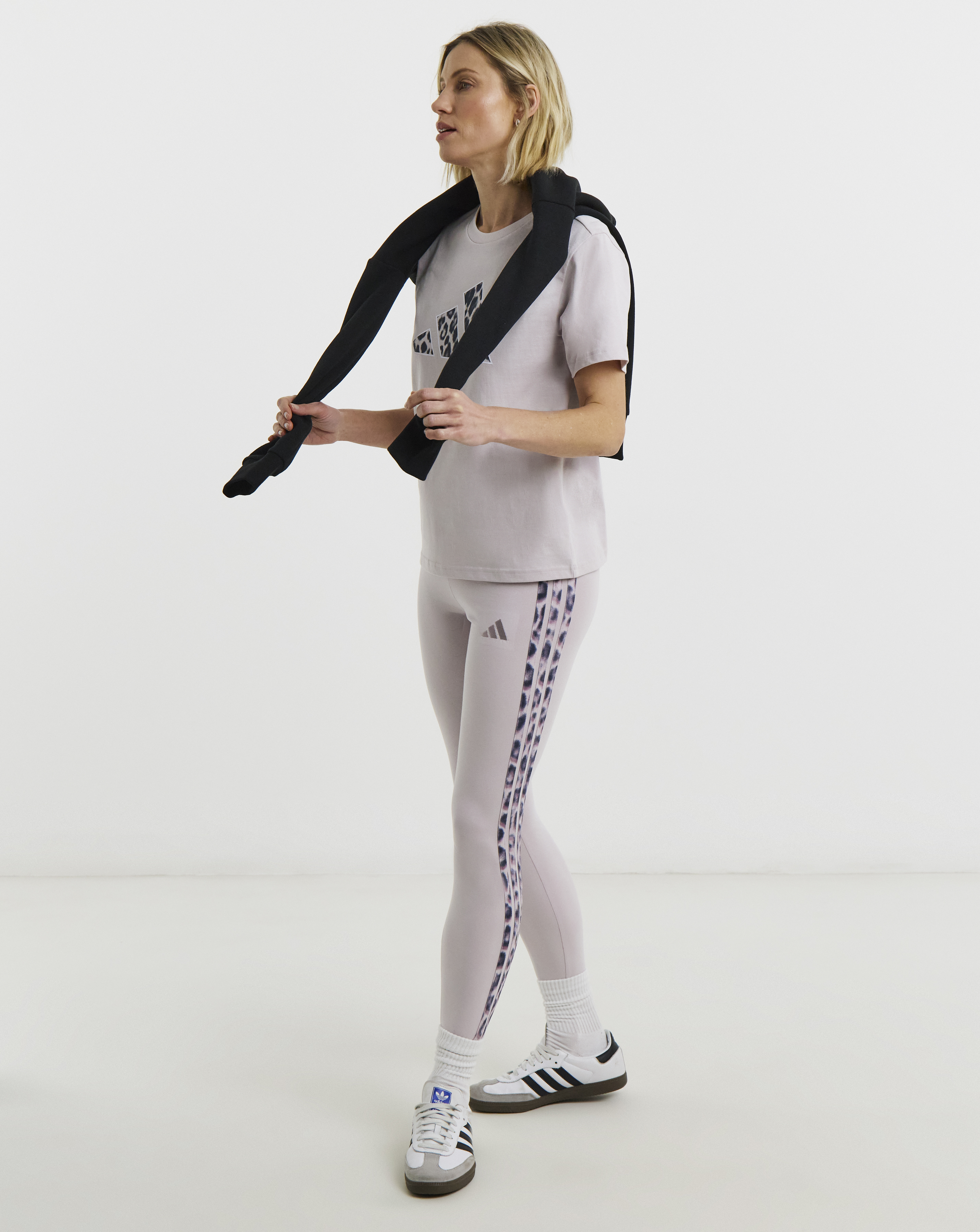 adidas 3 Stripe Leopard Print Leggings