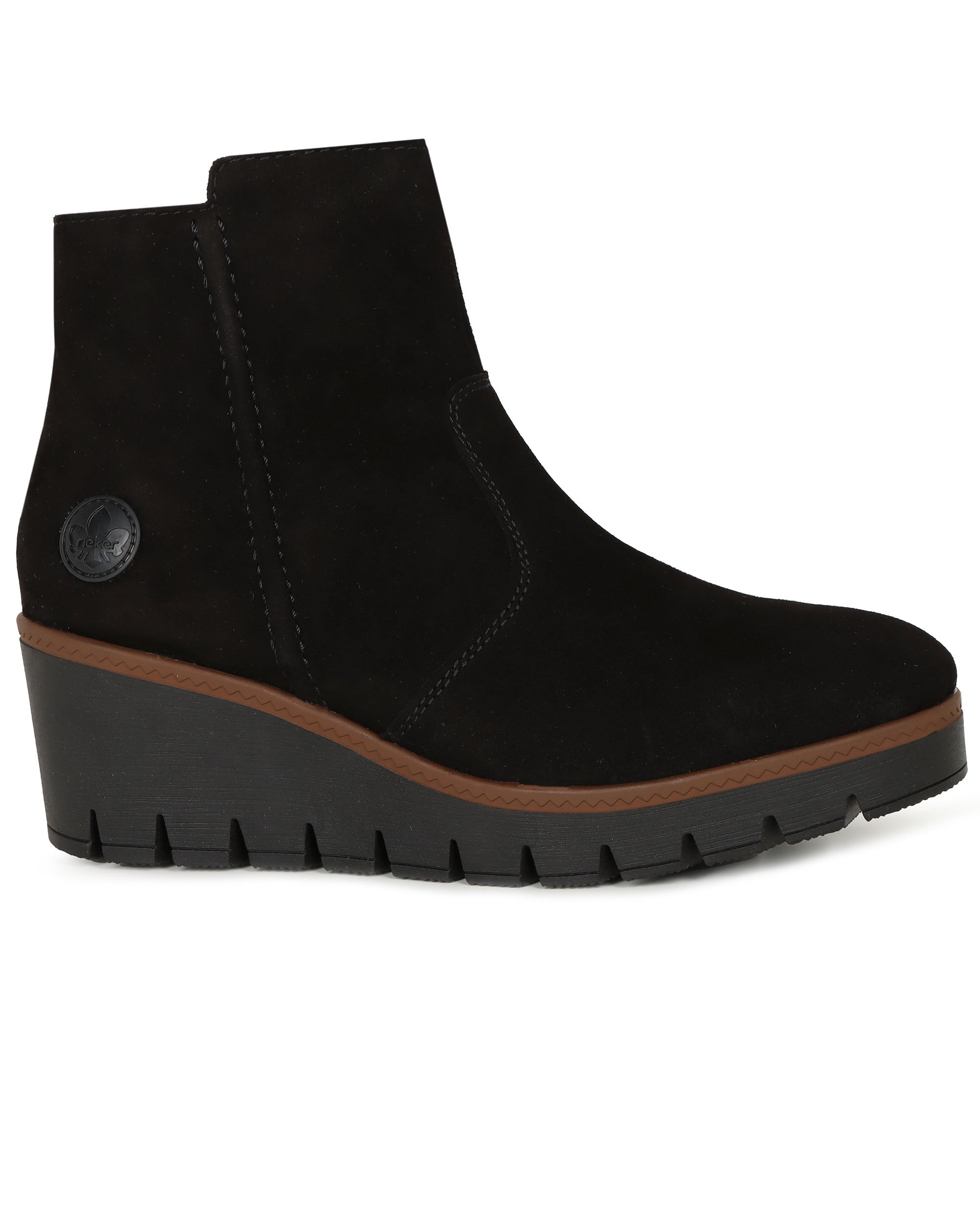 Rieker Connecticut Womens Wedge Boots Black Suede - Size 8
