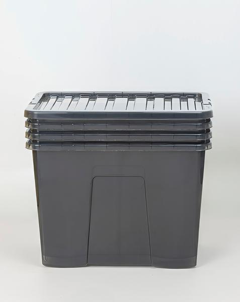 Wham Crystal Smoke Grey 80L Box and Lid 4PK