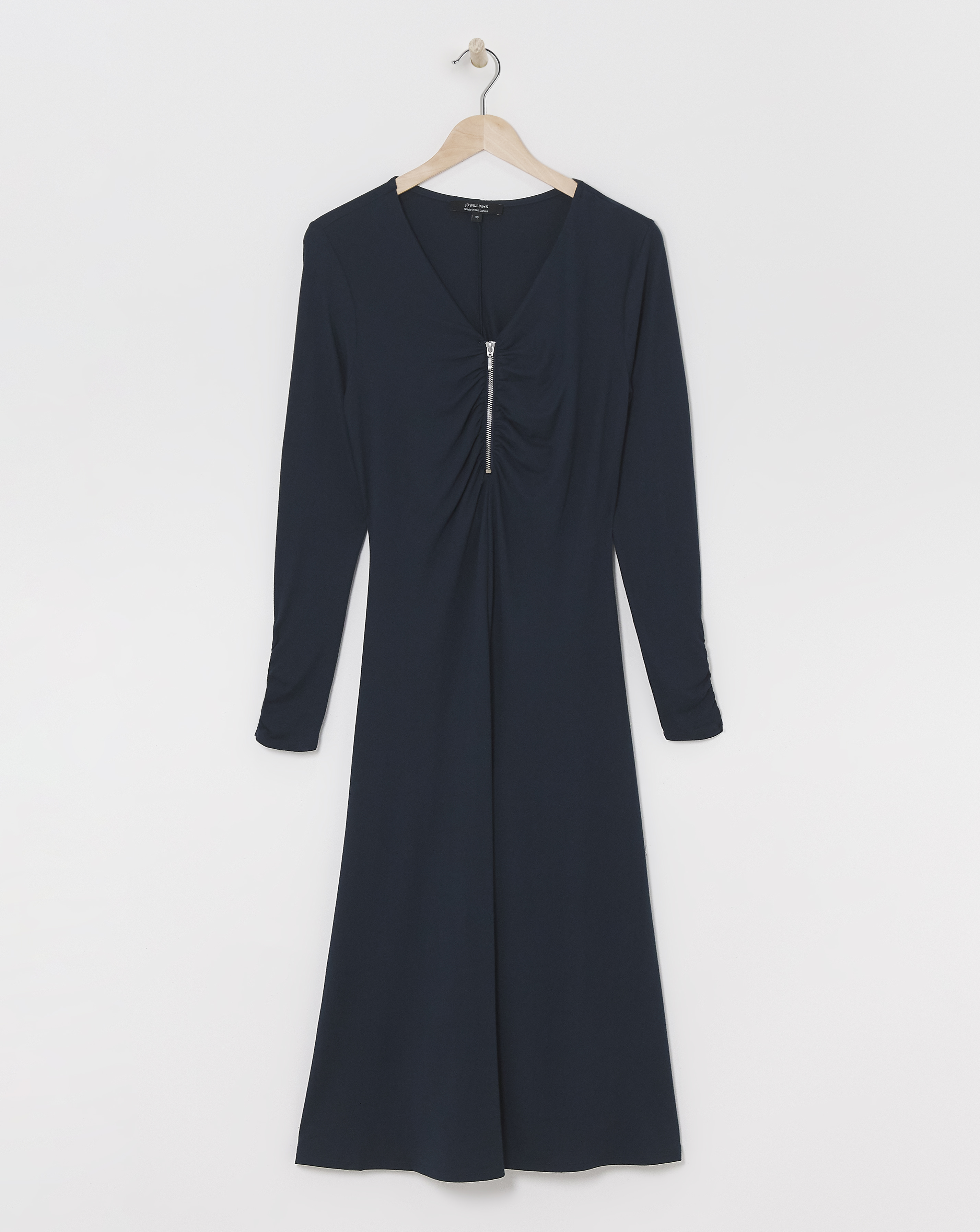 Soft Touch Zip Front Dress With Rouching