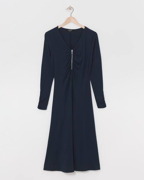 Soft Touch Zip Front Dress With Rouching