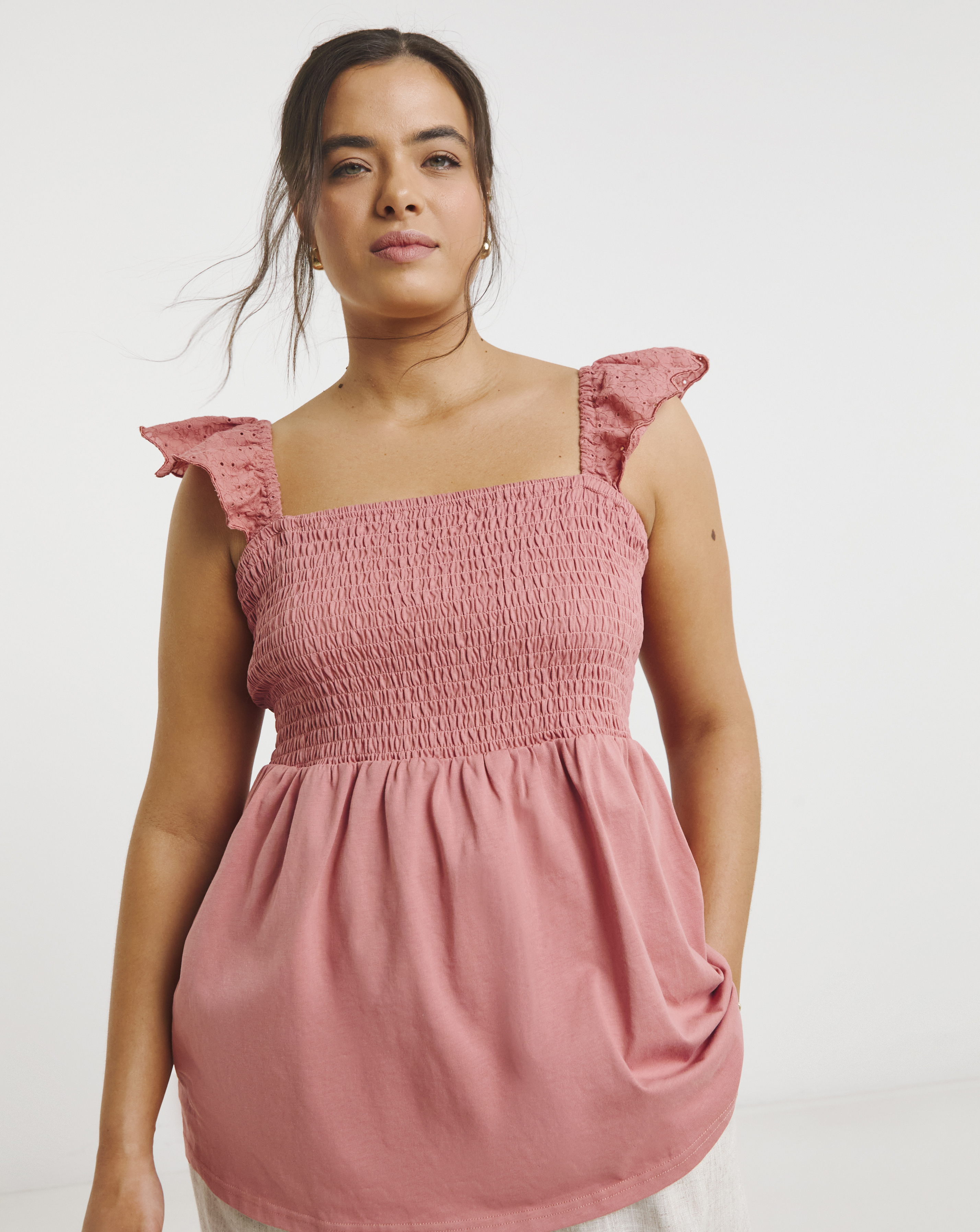 Simply Be Broderie Ruched Bust Vest