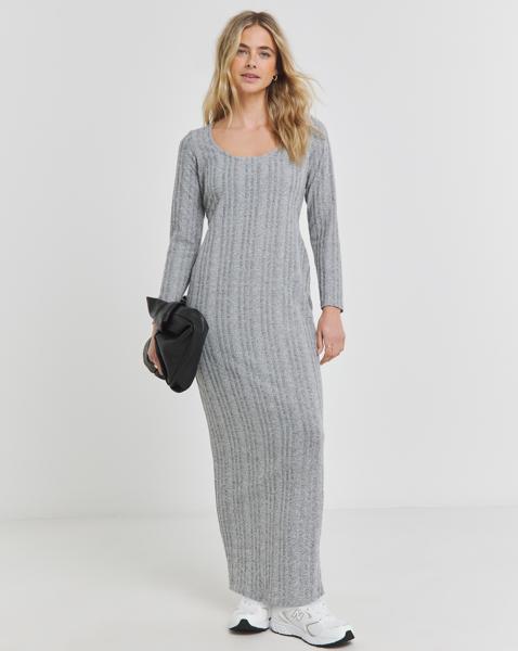 Simply Be - Women's Grey Scoop Neck Rib Maxi Dress - Size 20 - Grey - 95% Polyester 5% Elastane