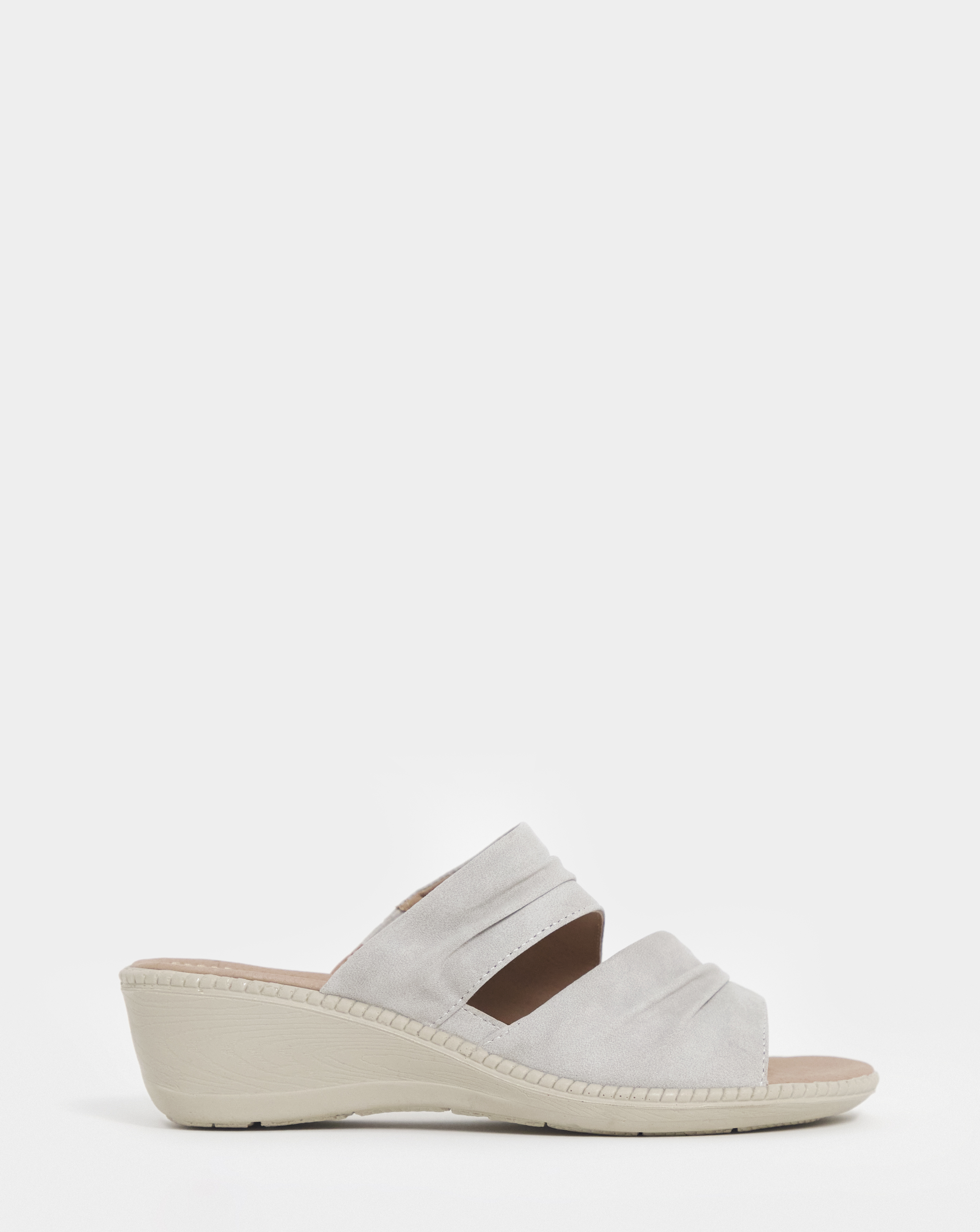 Cushion Walk Ruched Wedge Mules E Fit