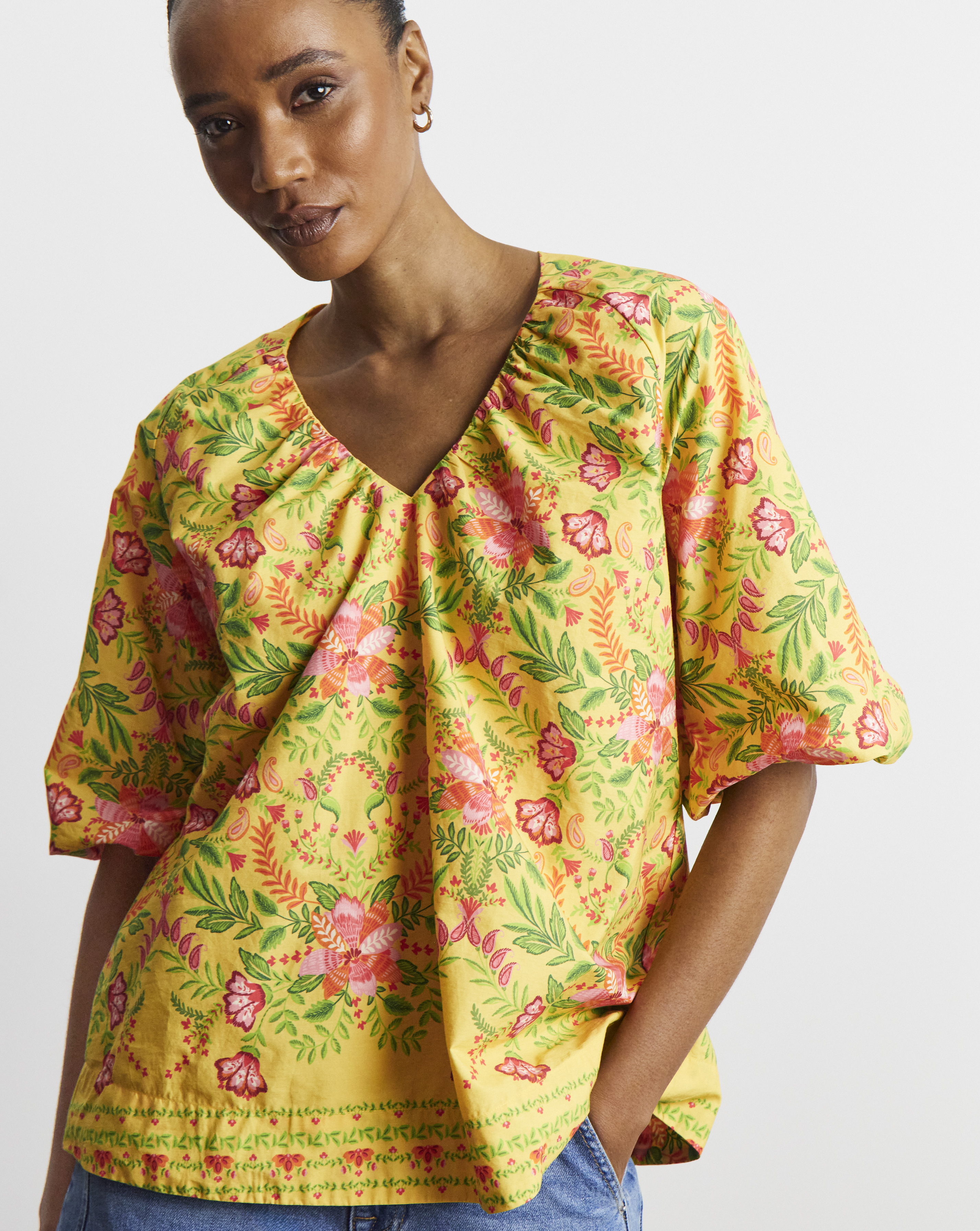 New In - Joanna Hope Cotton Poplin Blouse