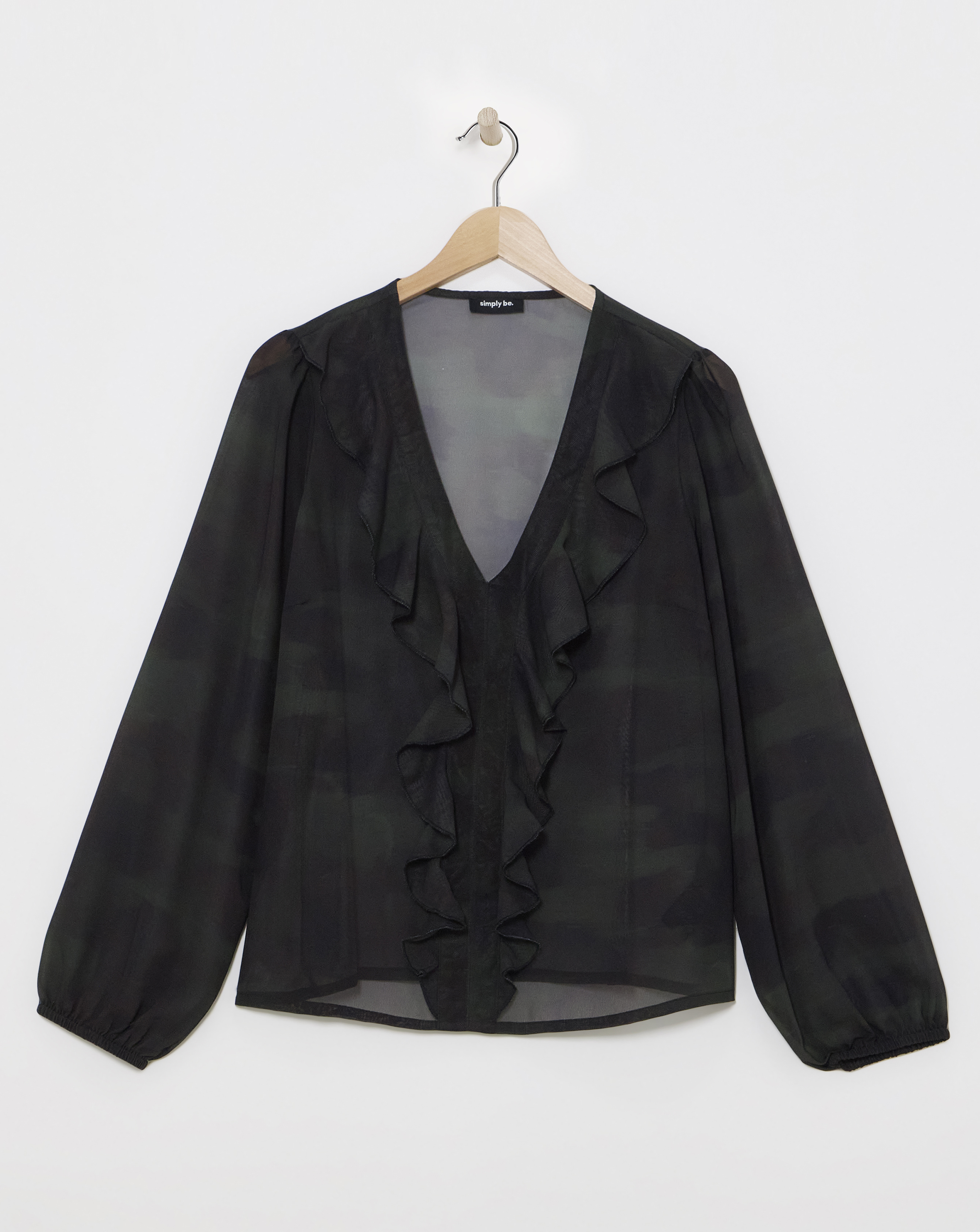 Georgette Sheer Ruffle Blouse