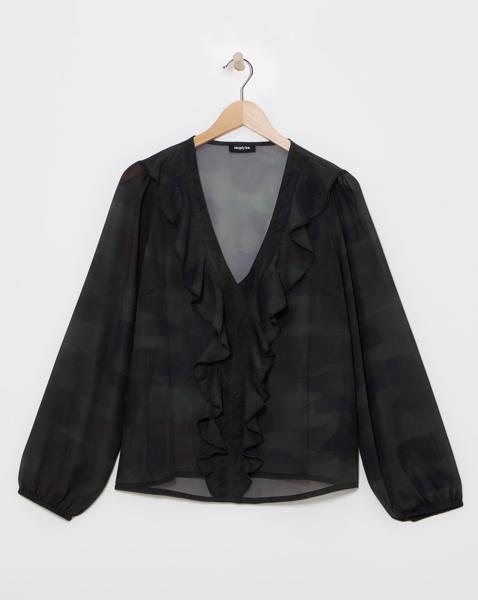 Georgette Sheer Ruffle Blouse