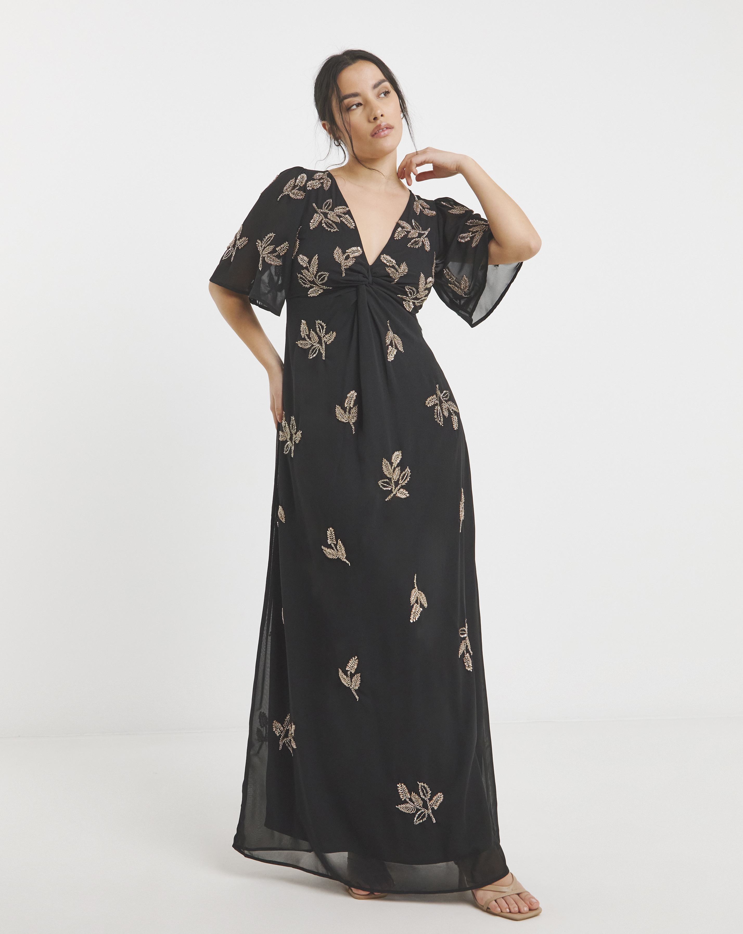 Maya Deluxe Twist Front Embellished Maxi