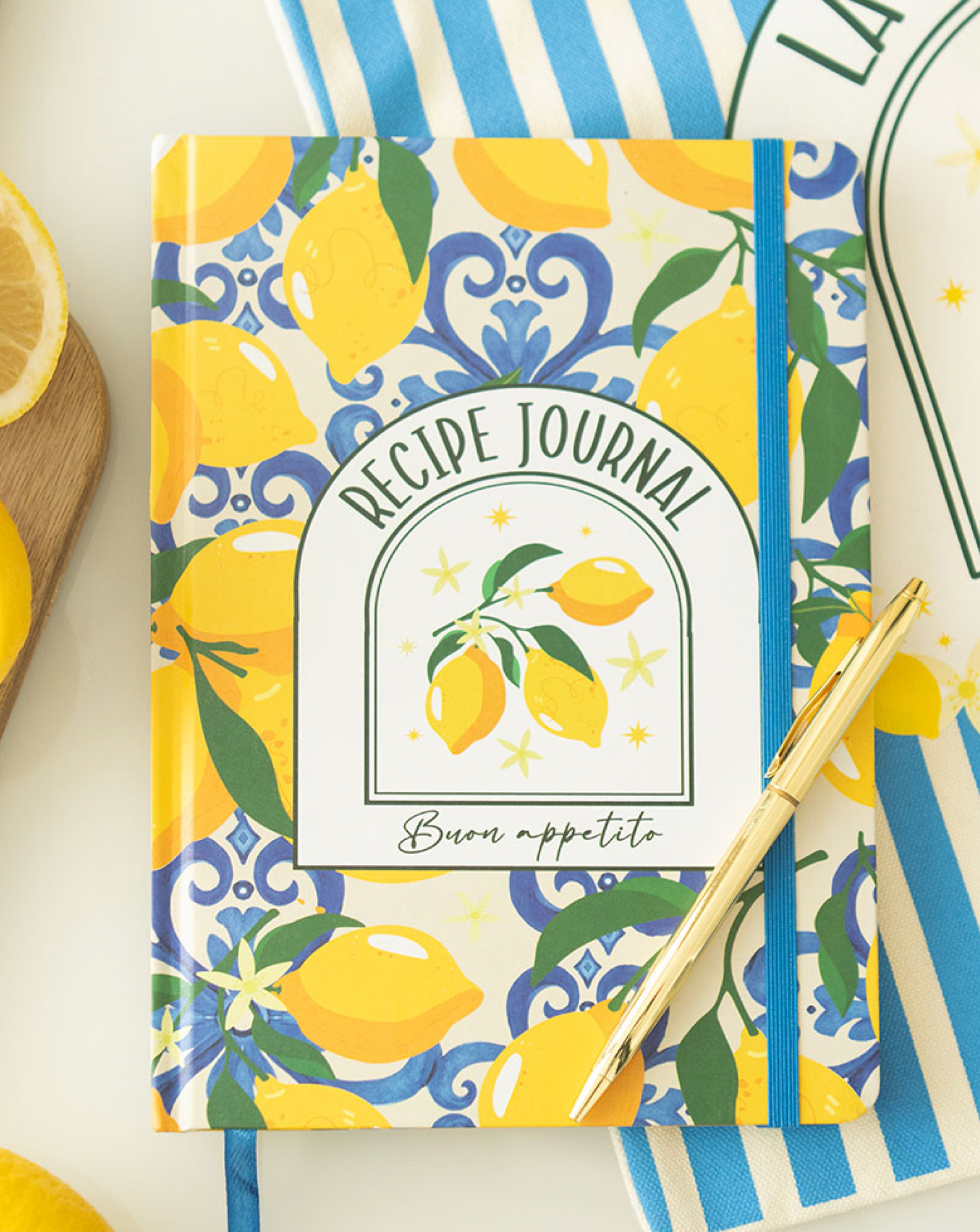 Italian Lemon Print A5 Recipe Journal