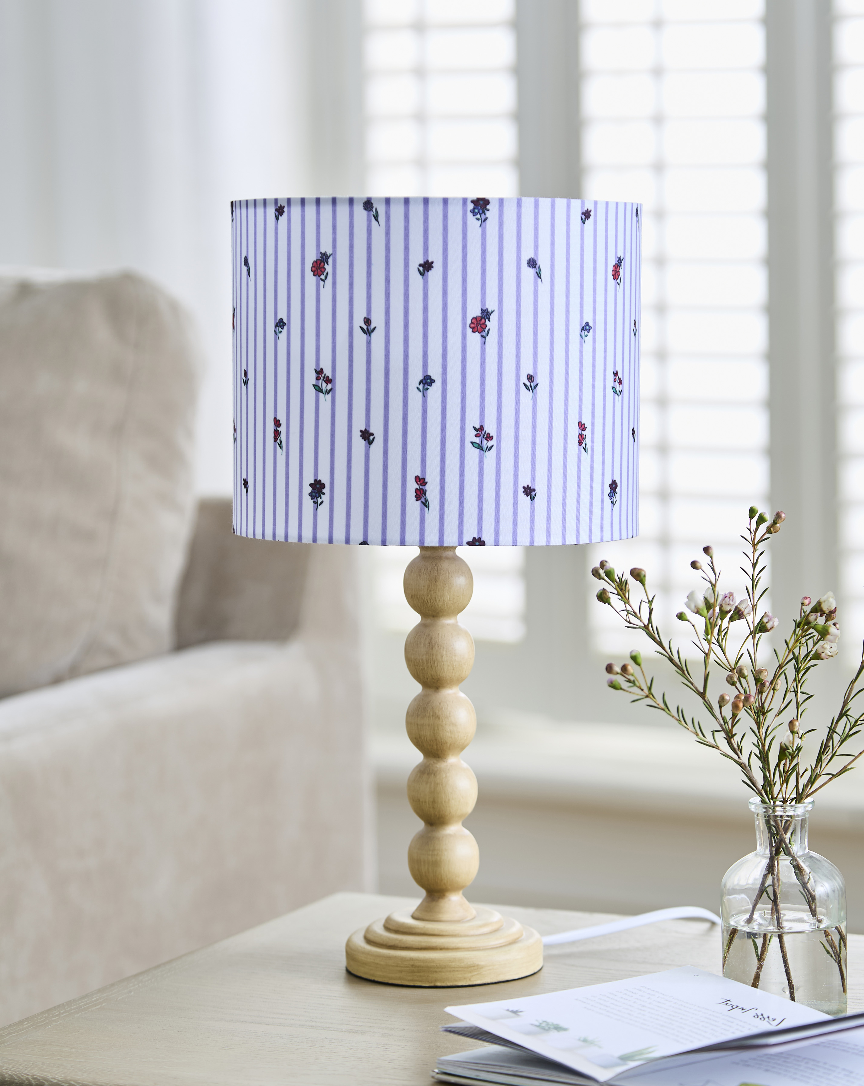 Julipa Evelyn Floral Stripe Bobbin Lamp