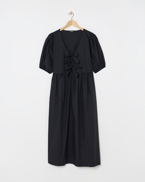 Bow Front Midaxi Dress With Pockets
