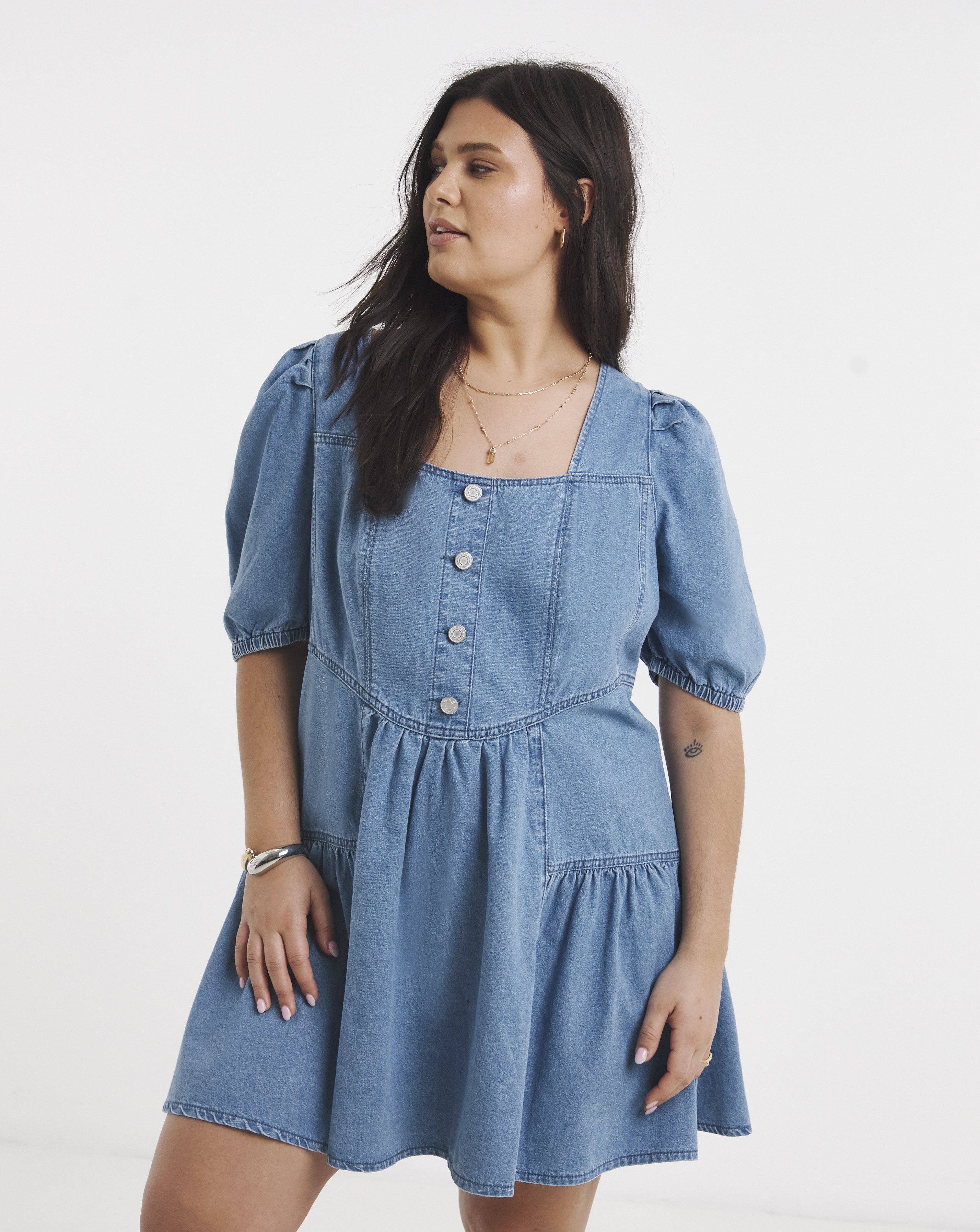 Simply Be Meadow Mini Denim Dress
