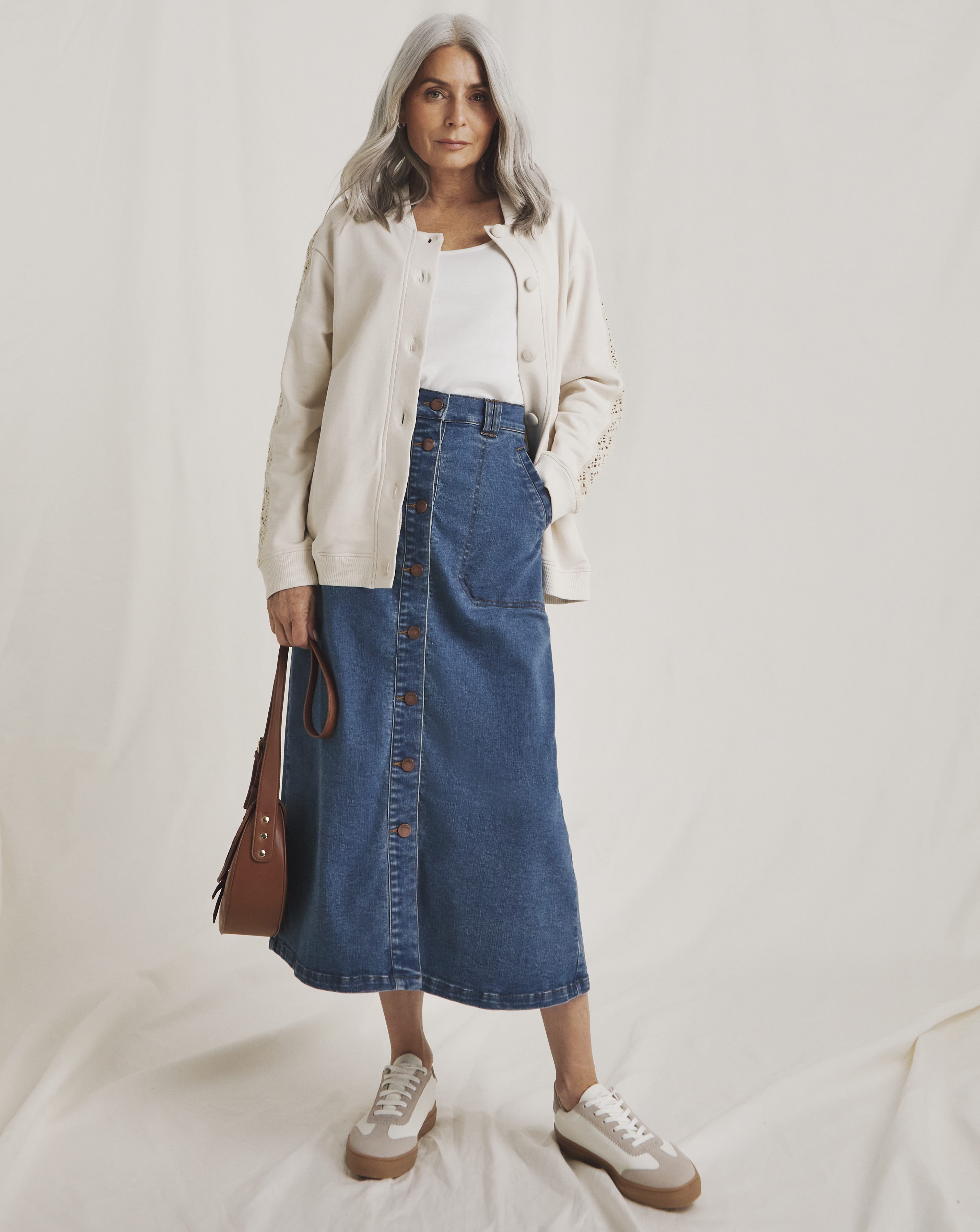 Julipa Button Down Denim Skirt