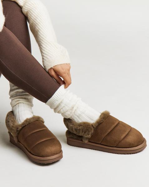 Slingback Fluffy Slipper Wide