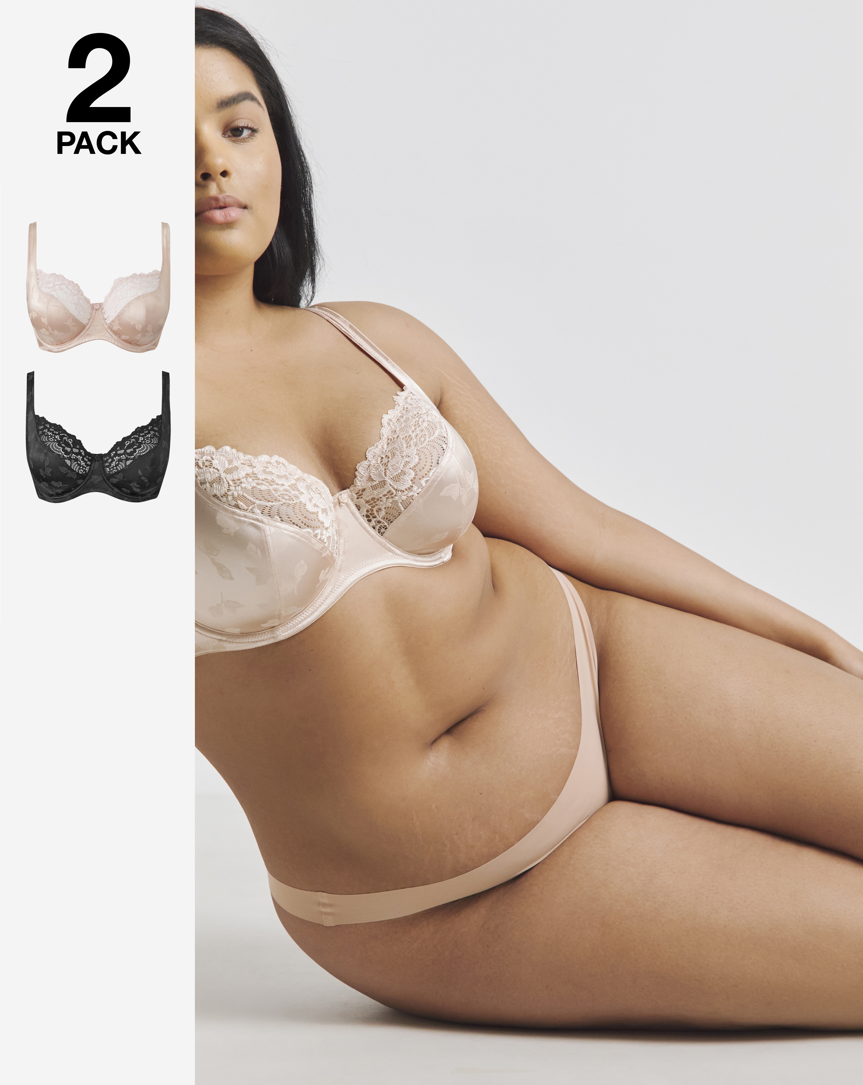 2 Pack Laura Full Cup Bras Black/Blush