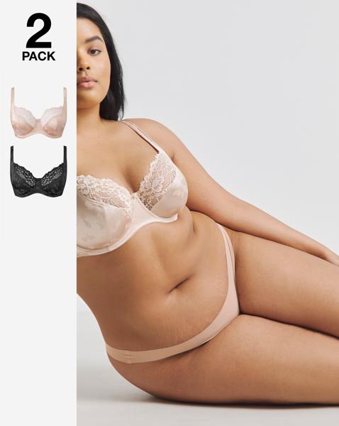 2 Pack Laura Full Cup Bras Black/Blush