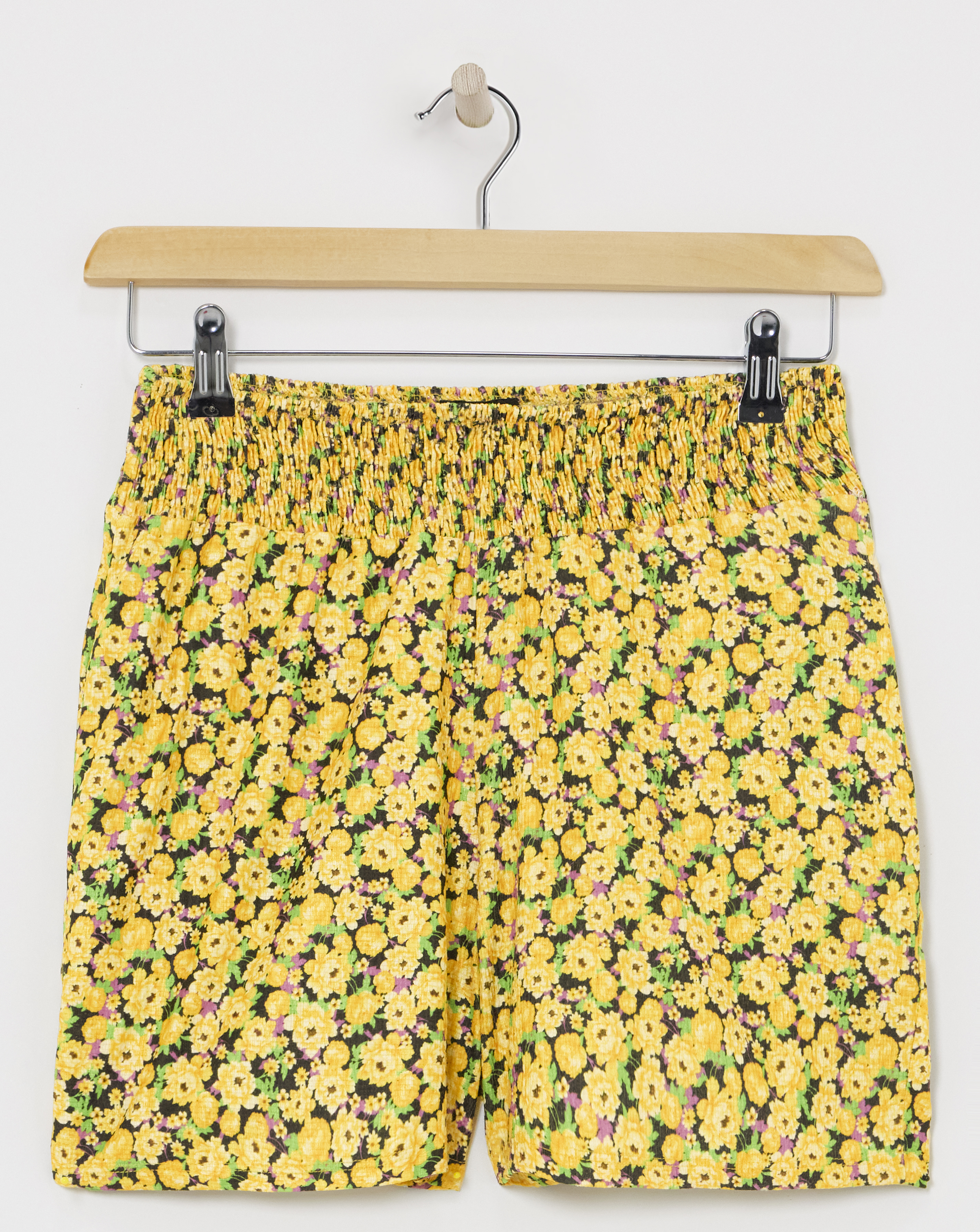Textured Jersey Shirred Waist Shorts