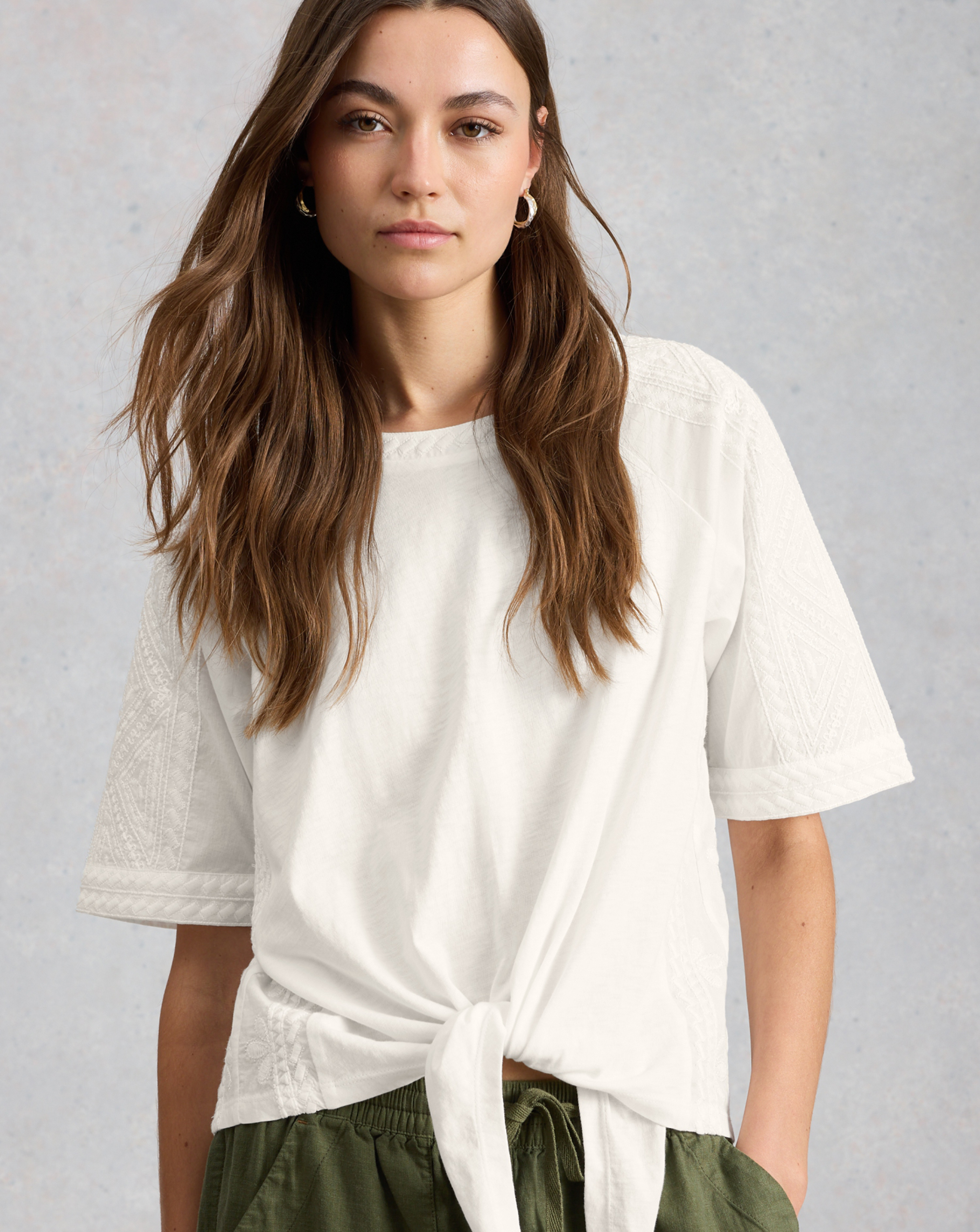 White Stuff Embroidered Tie Top