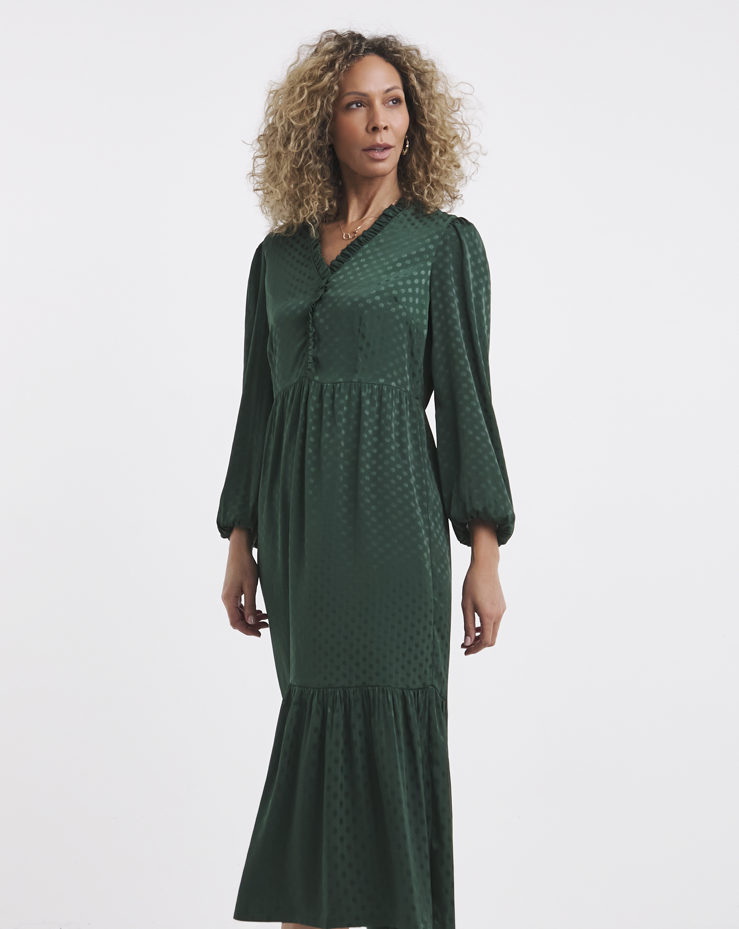Jaquard Spot Midi Dress