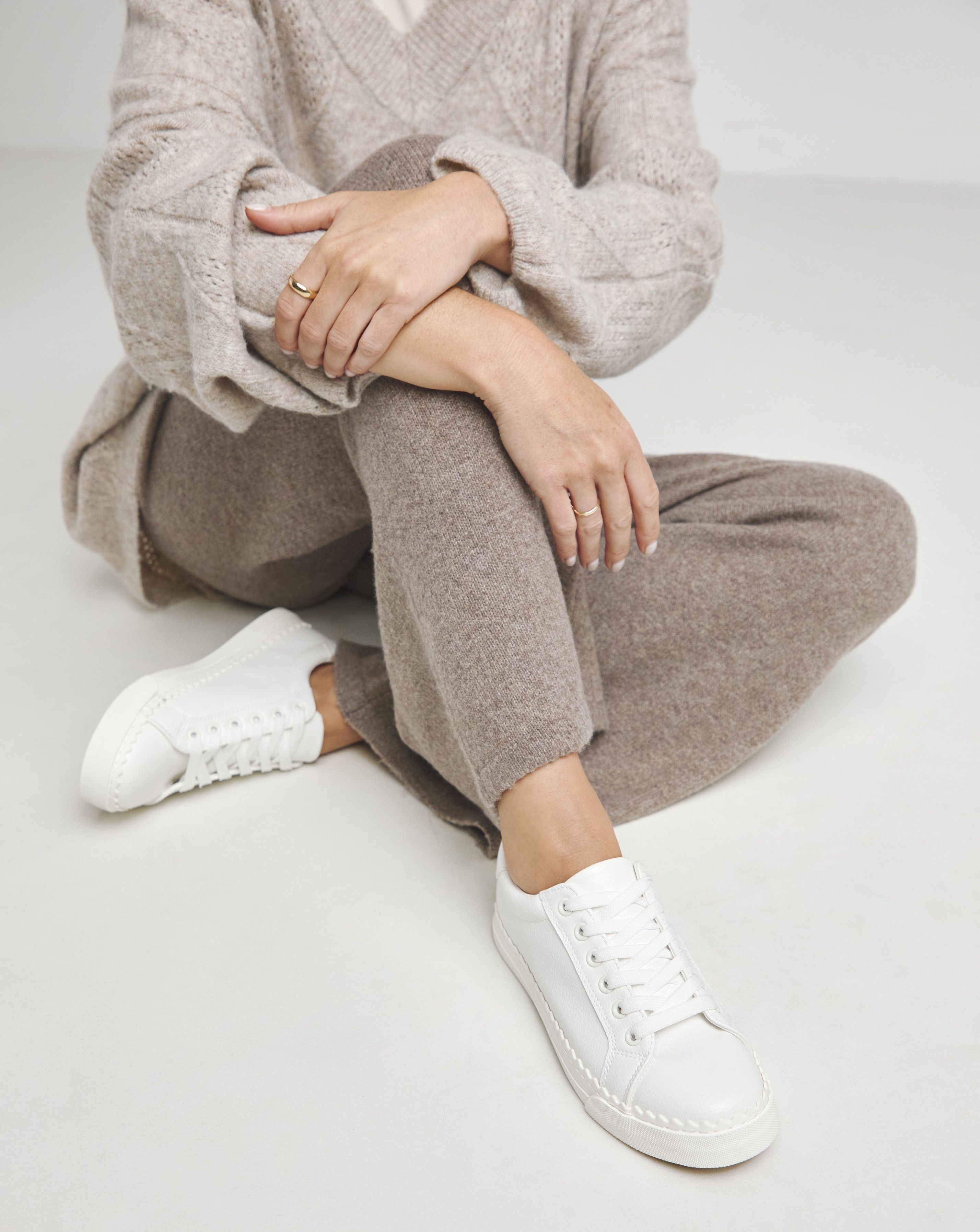 Scalloped Lace Up Trainer Ex Wide Fit