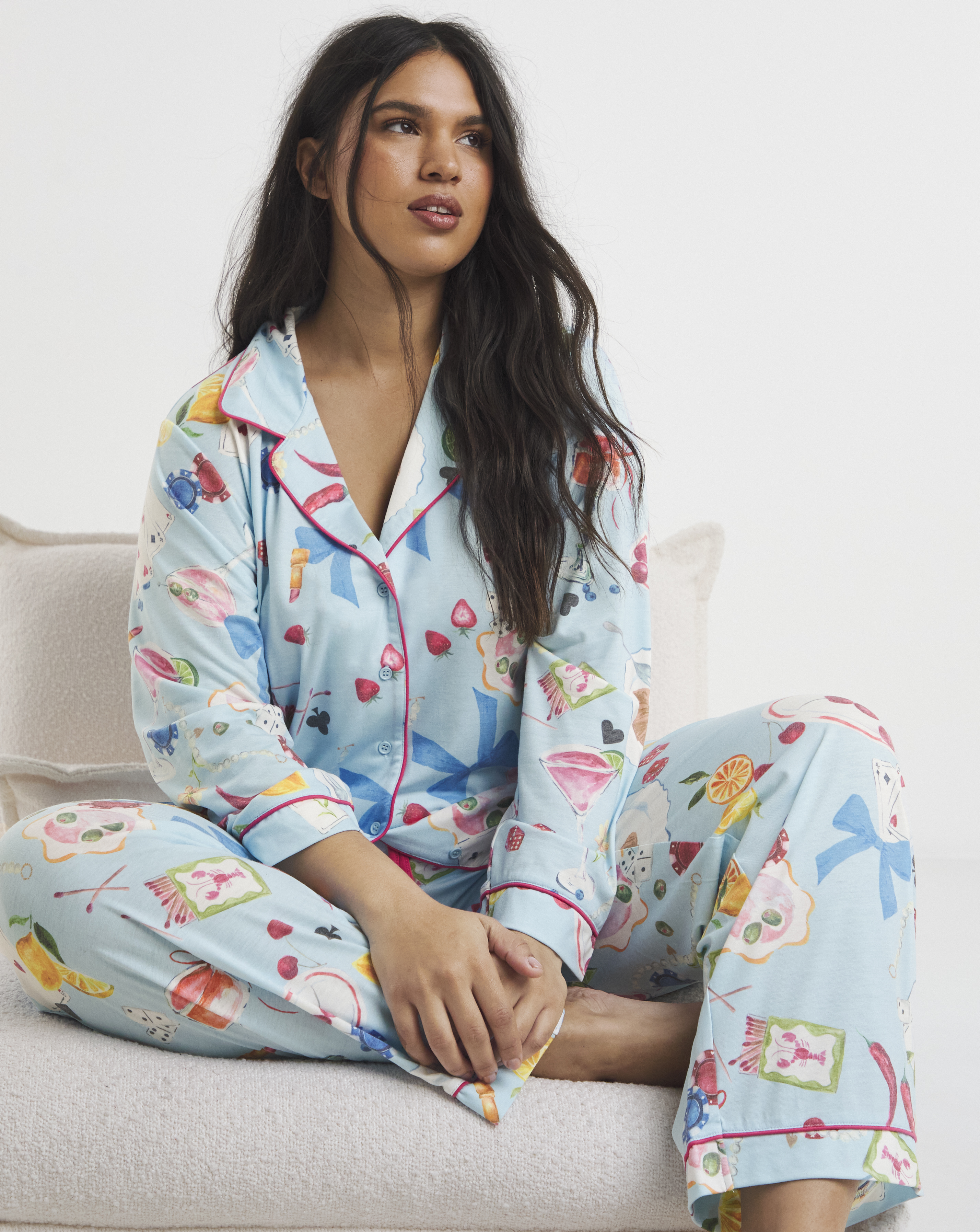 Button Through Food Print Pyjama Set