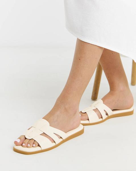 Woven Flat Mule Sandals Extra Wide