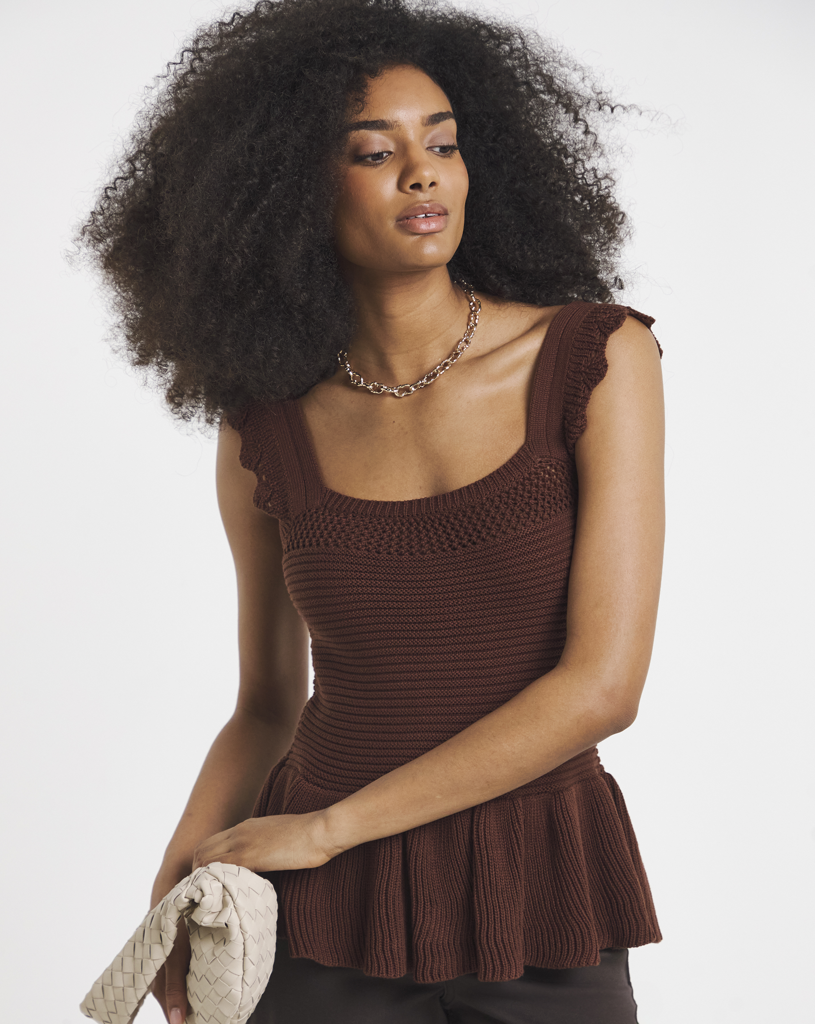 Crochet Square Neck Frill Top