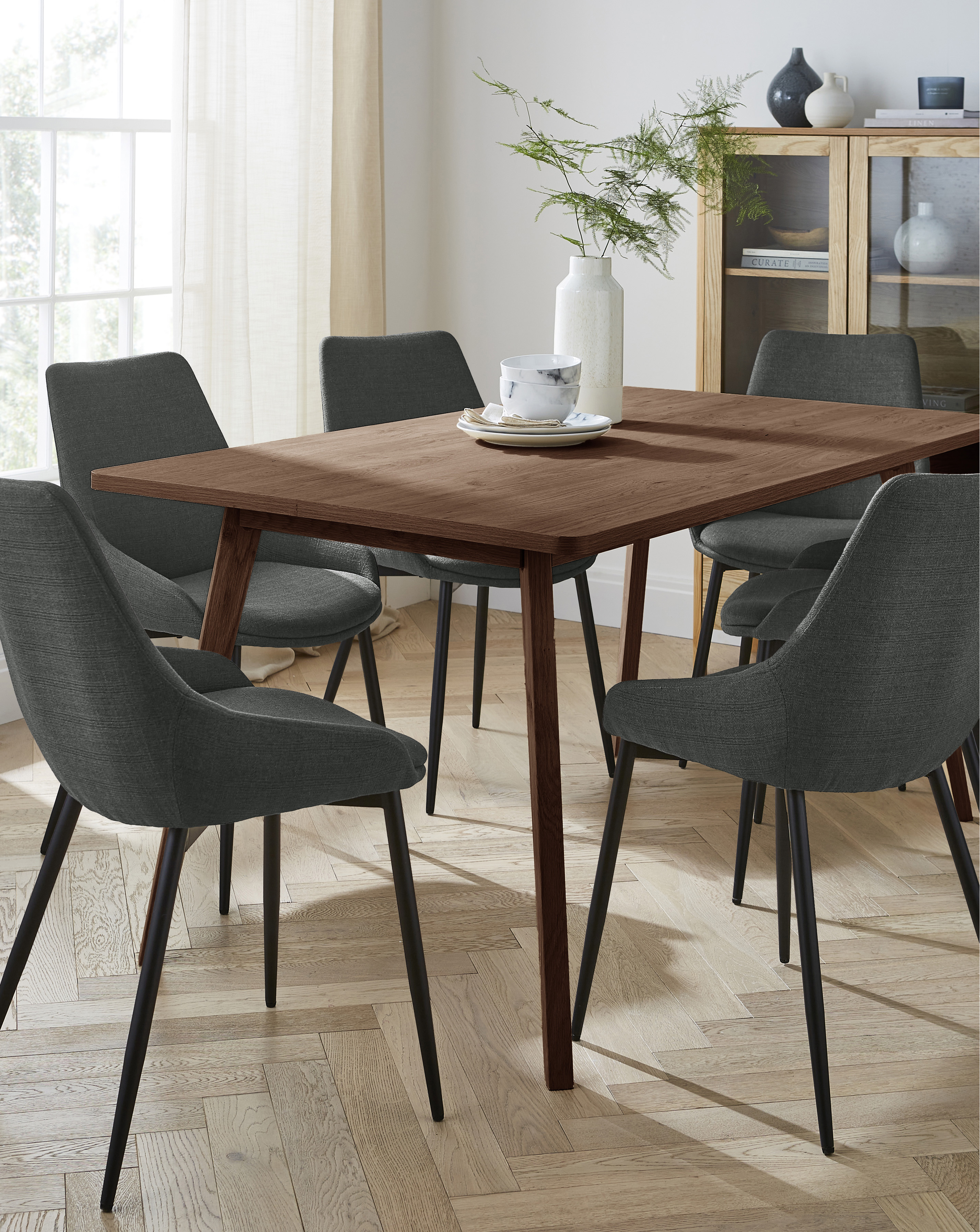 Oslo Table with 6 Etta Fabric Chairs