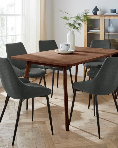Oslo Table with 6 Etta Fabric Chairs