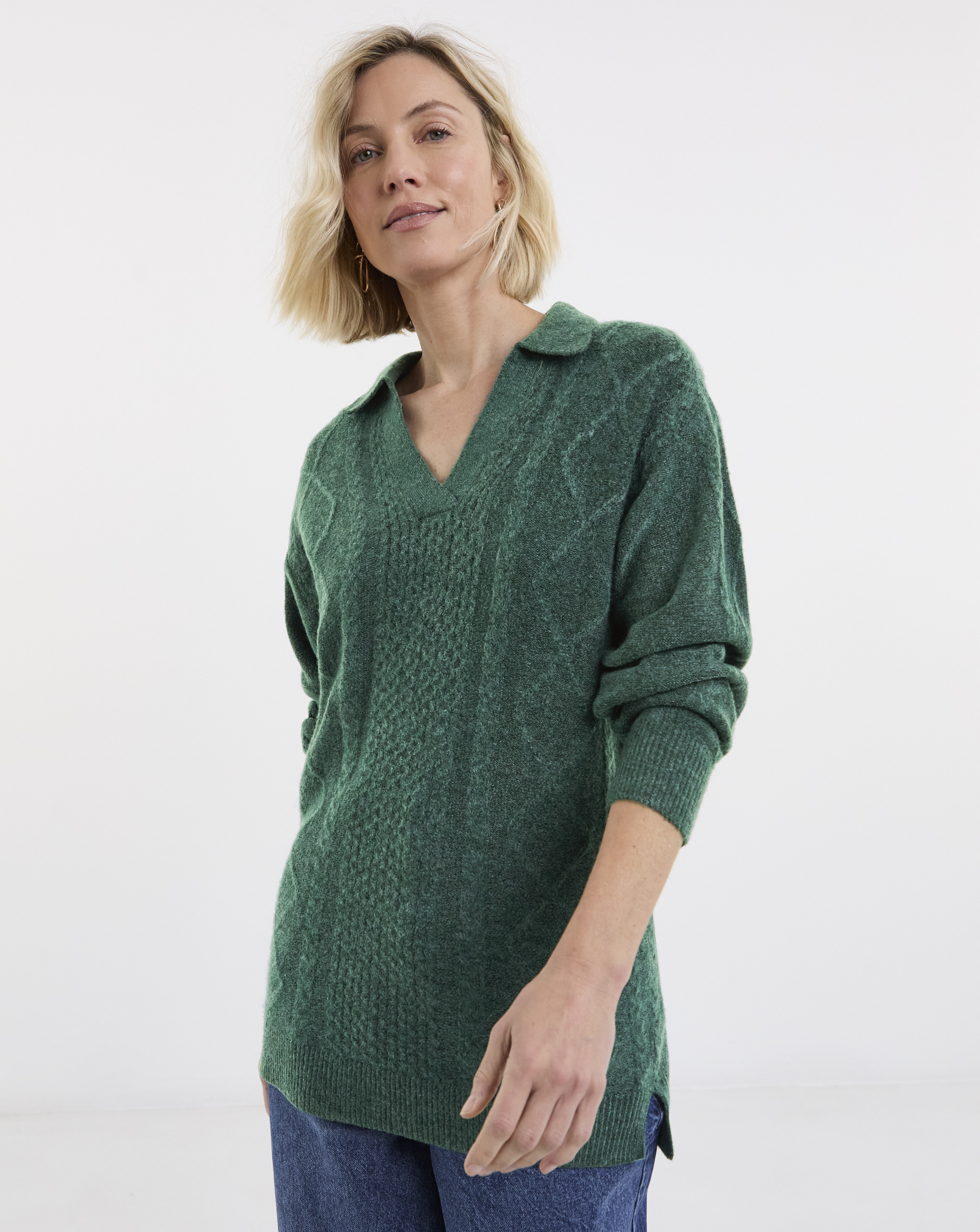 Longline Cable Knitted Jumper