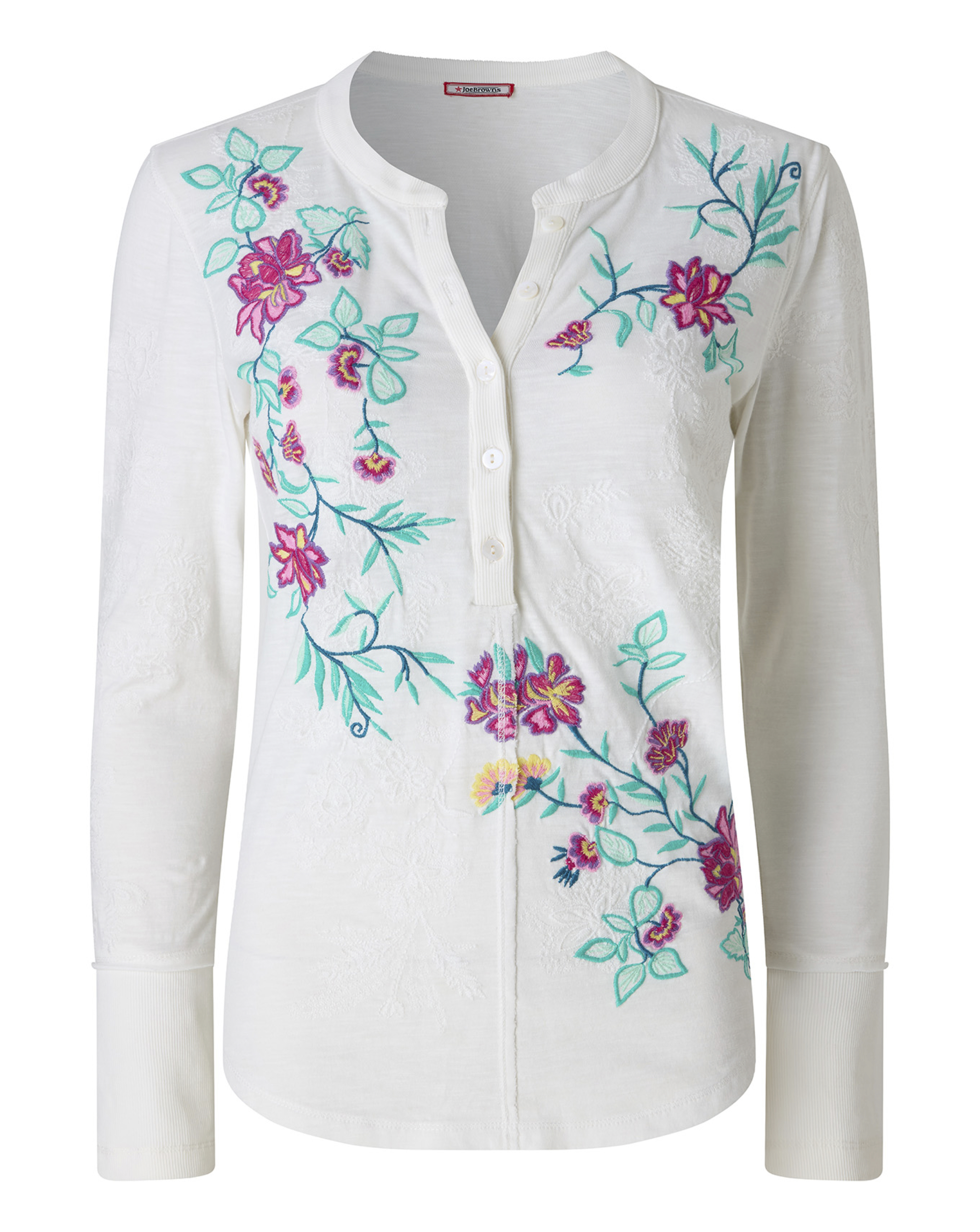 JB Fabulous Floral Embroidered Henley