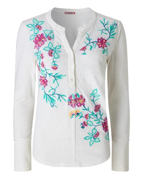 JB Fabulous Floral Embroidered Henley