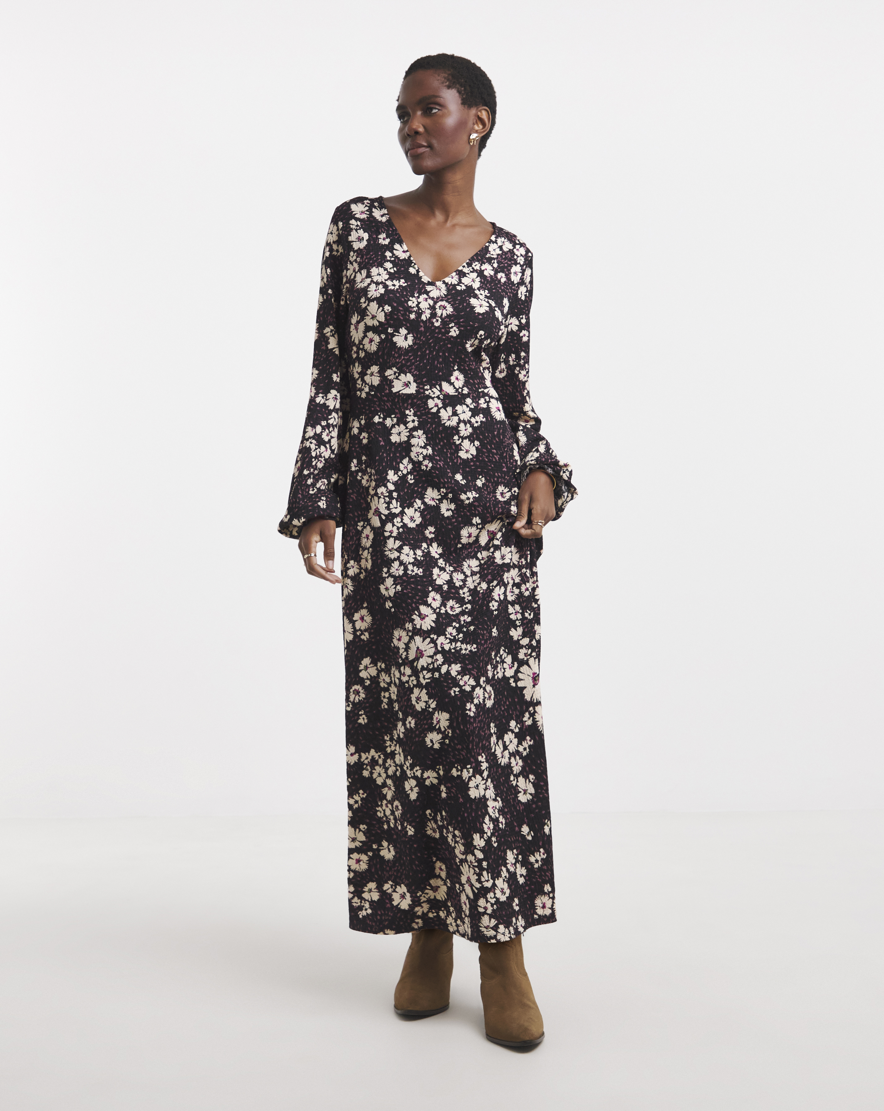 Long Sleeve Textured Jersey Dress