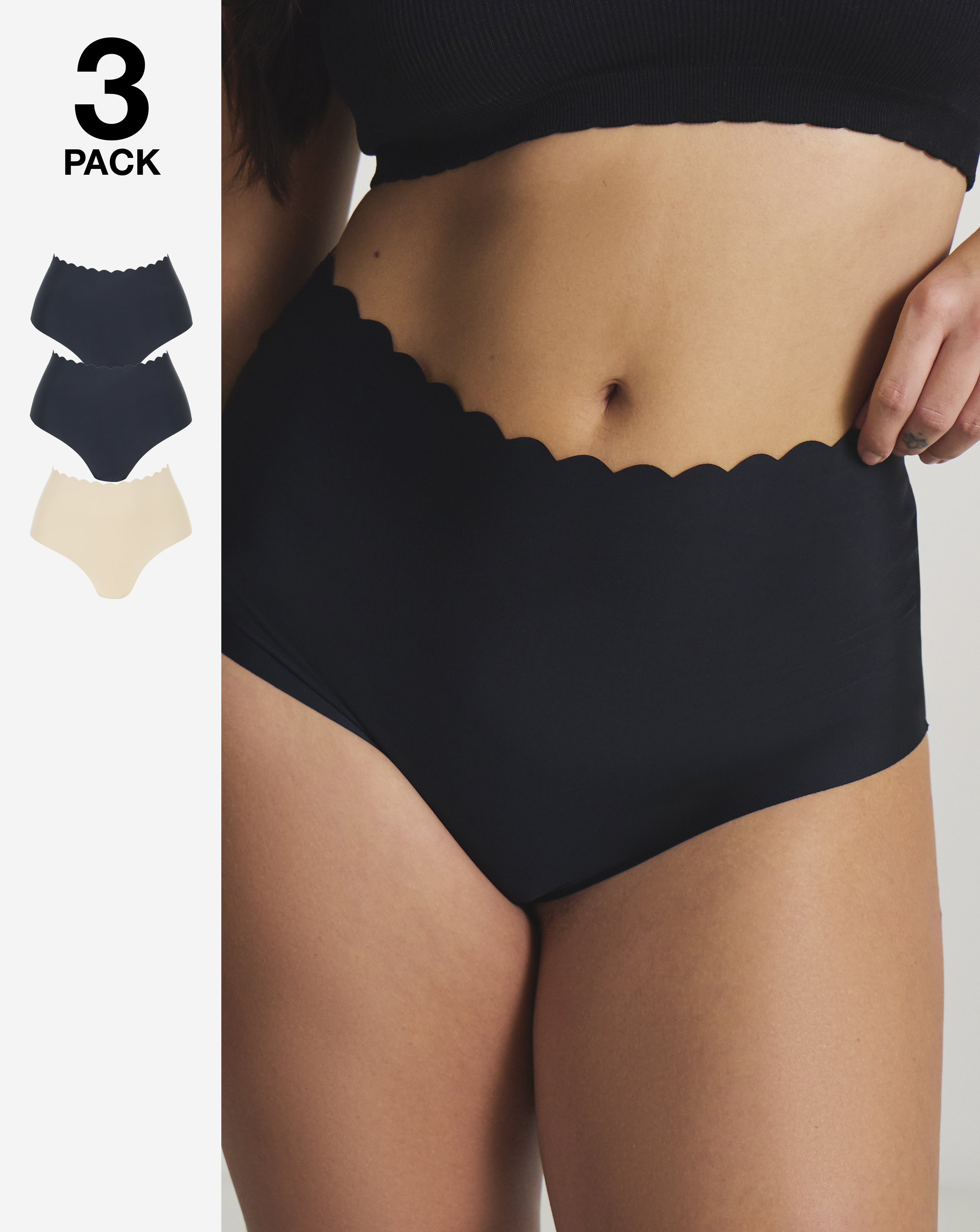 3Pack Scallop No VPL Knickers