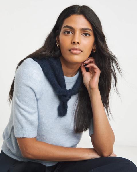 Puff Sleeve Knitted T-Shirt